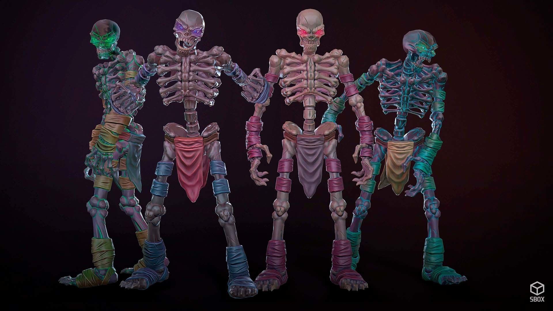 Low-poly game ready models of the characters SkeletonsPack1 Low-poly 3D model_6