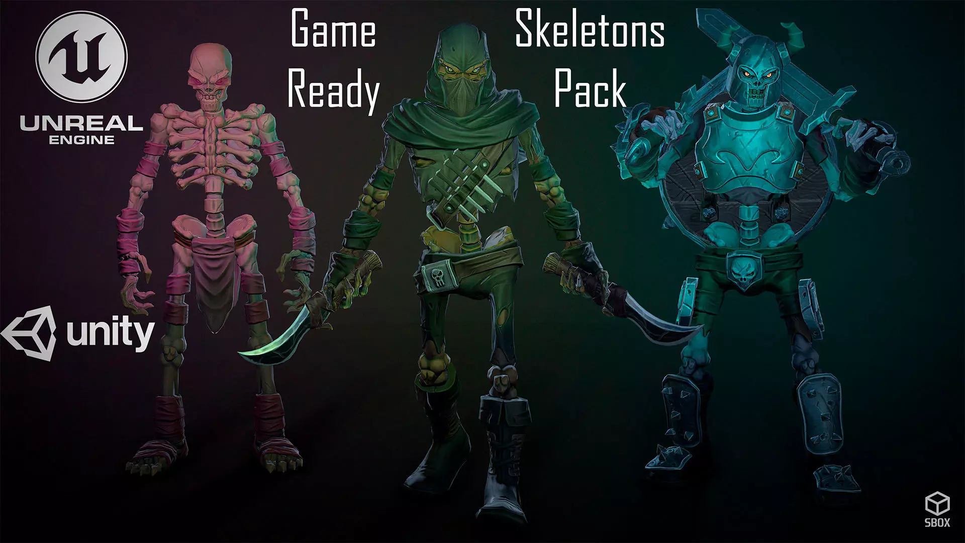 Low-poly game ready models of the characters SkeletonsPack1 Low-poly 3D model_0
