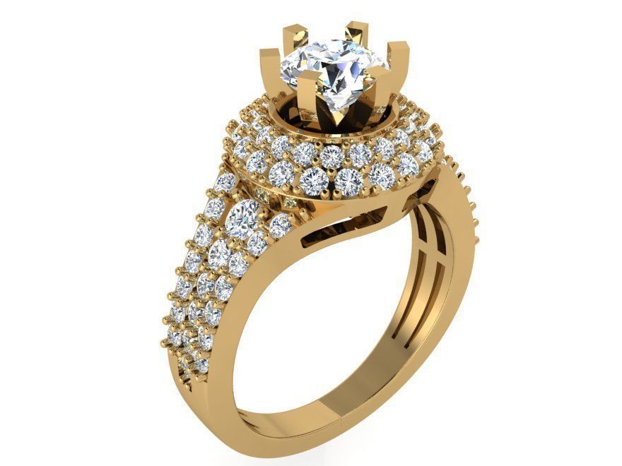 Bright chain diamond ring 3450 3D print model 3D print model_1