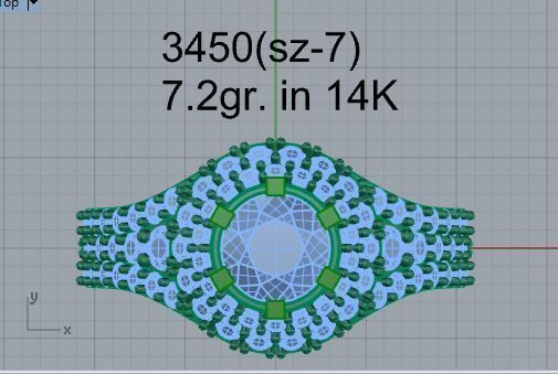 Bright chain diamond ring 3450 3D print model 3D print model_4