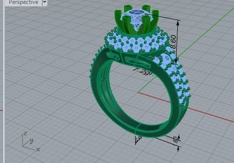 Bright chain diamond ring 3450 3D print model 3D print model_7