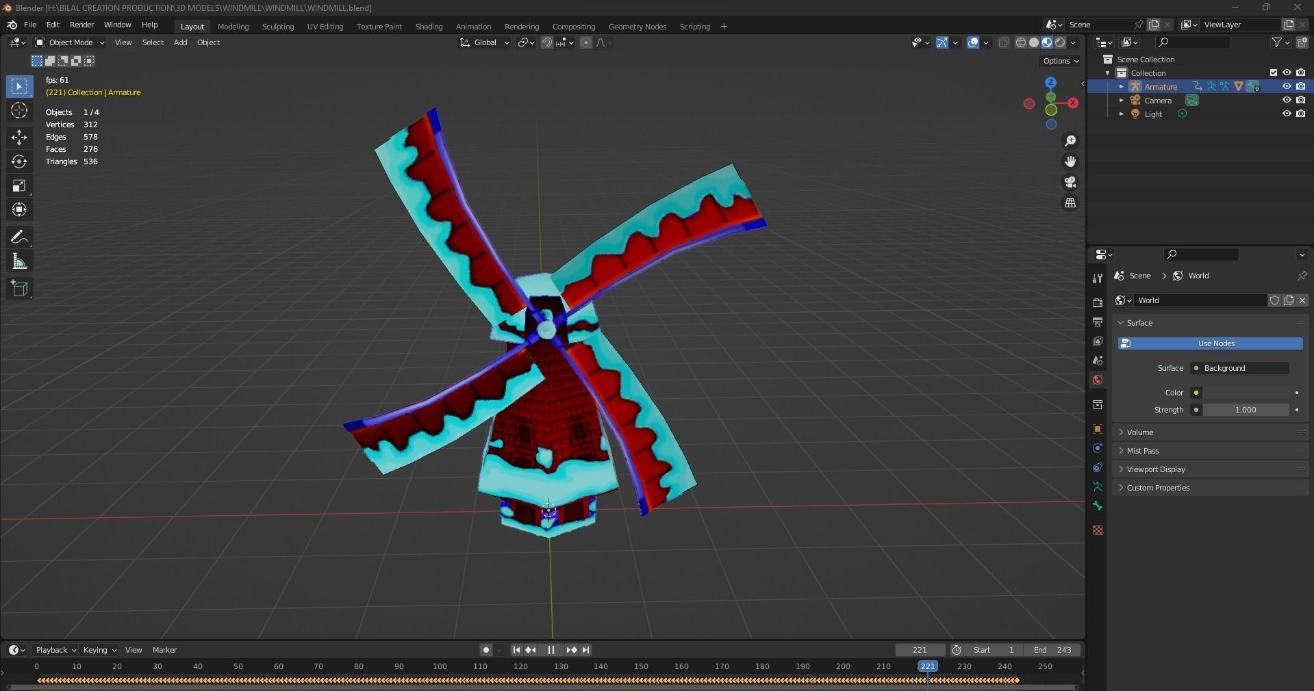 ANIMATED WINDMILL Low-poly 3D model_1