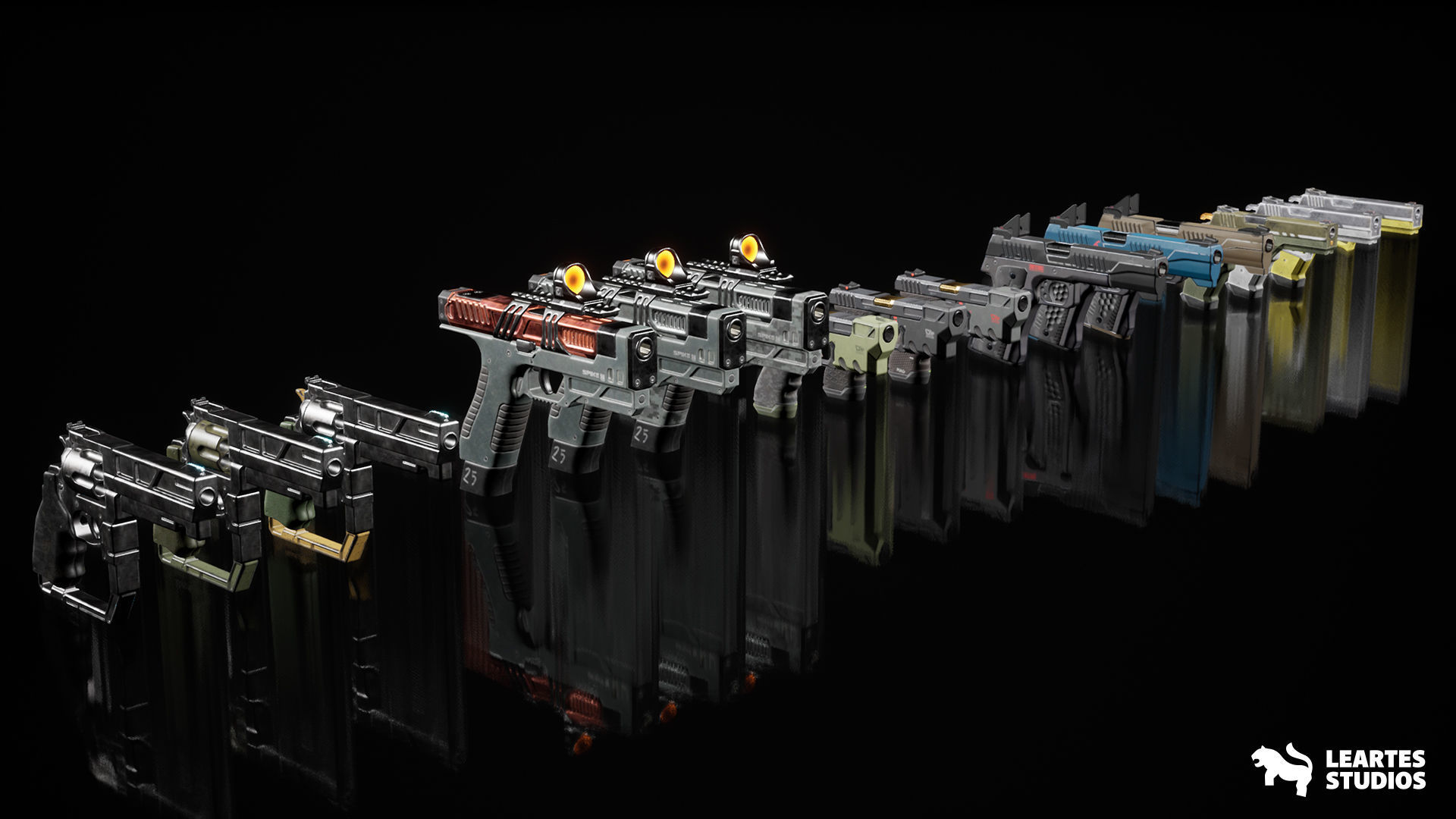 Cyberpunk Handguns Low-poly 3D model_6