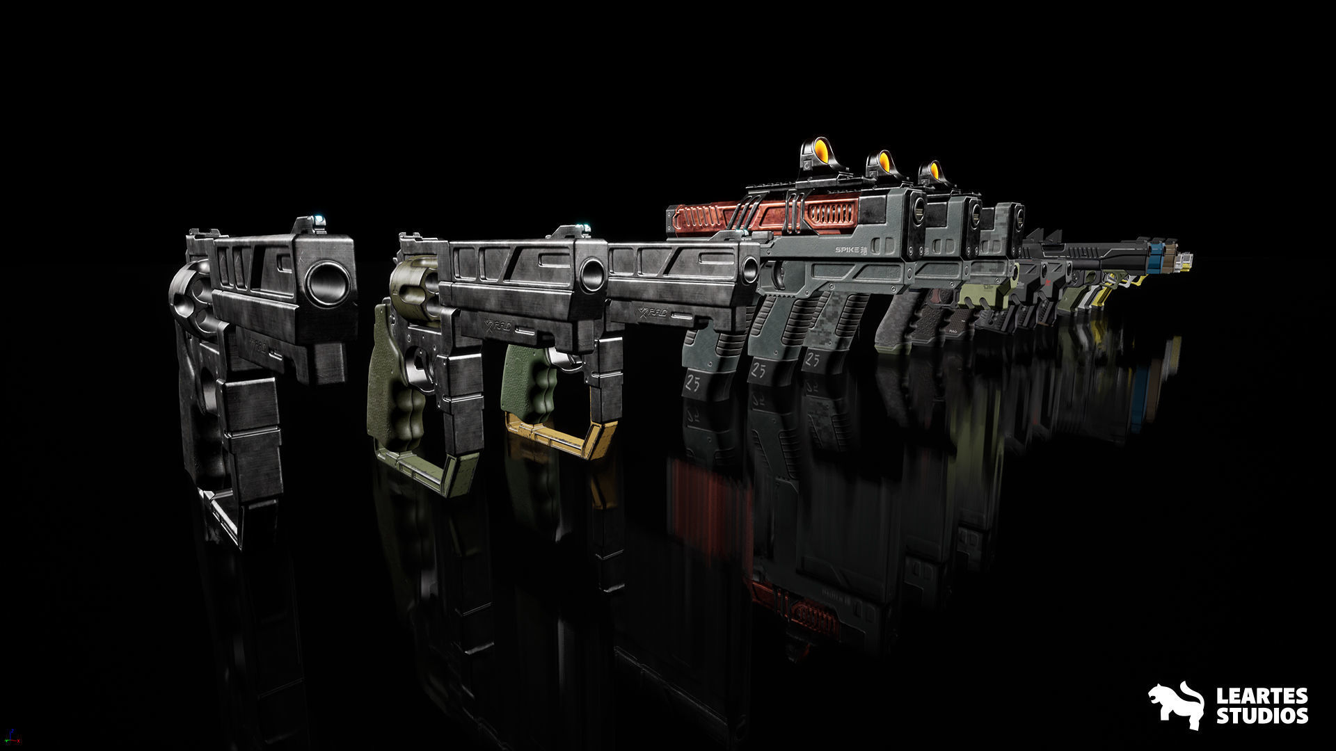Cyberpunk Handguns Low-poly 3D model_5
