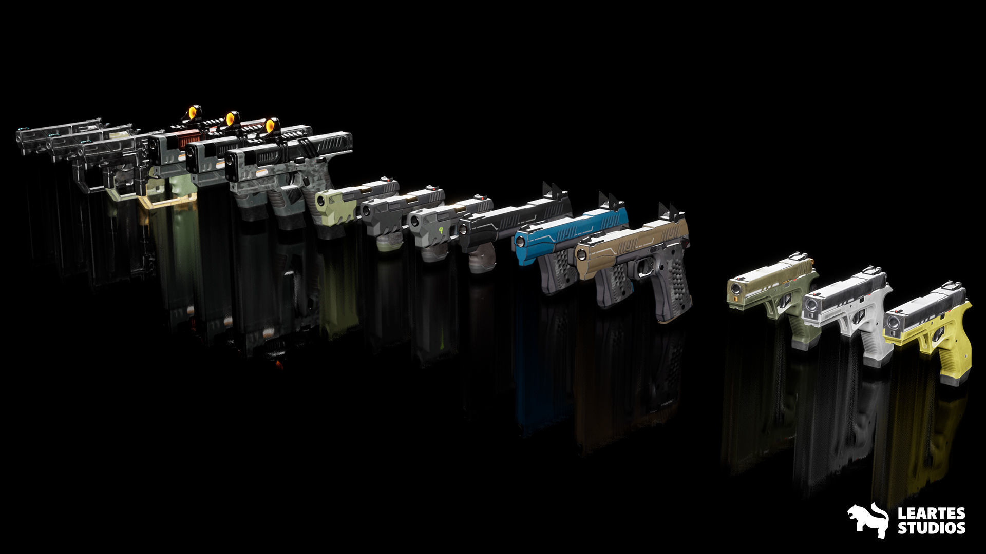 Cyberpunk Handguns Low-poly 3D model_7