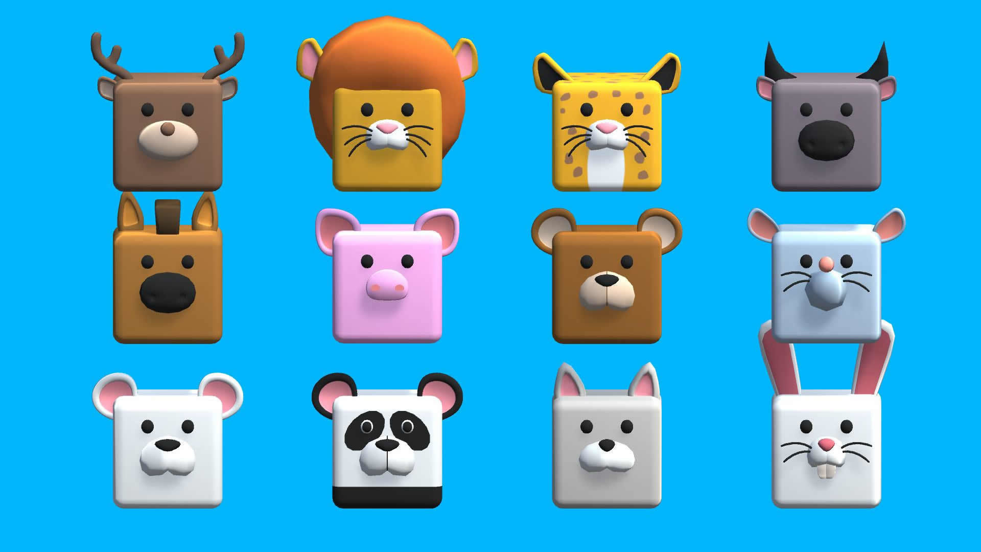 Low poly Cube Animals 3D - Cartoon Animals Low-poly 3D model_2