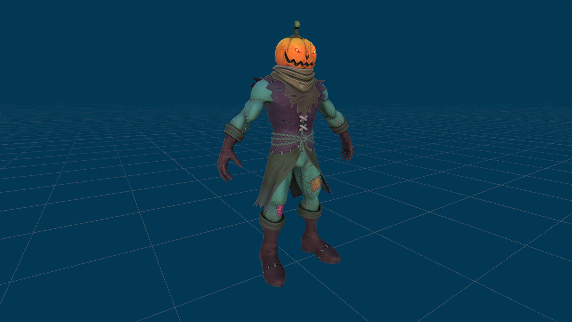Pumpkin Head 1 Game Ready 3D model Low-poly 3D model_19