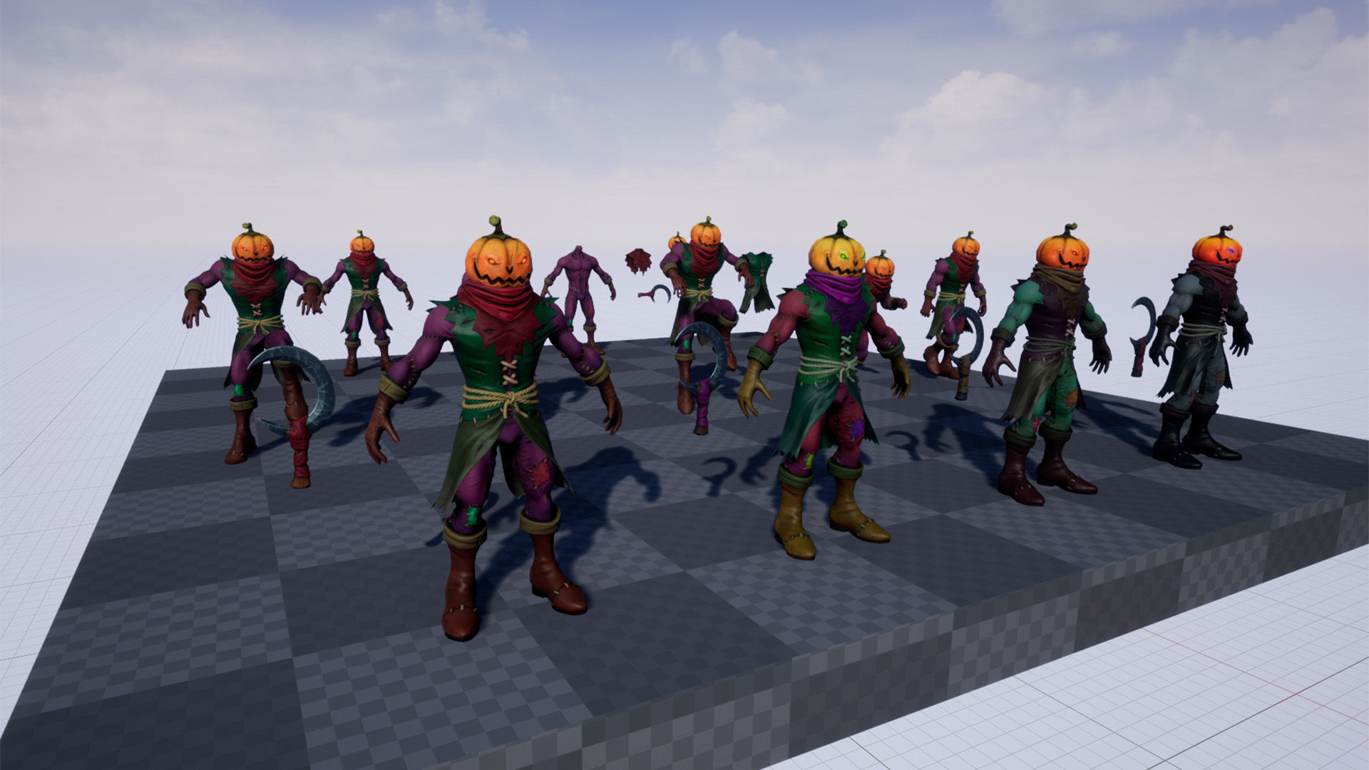 Pumpkin Head 1 Game Ready 3D model Low-poly 3D model_12