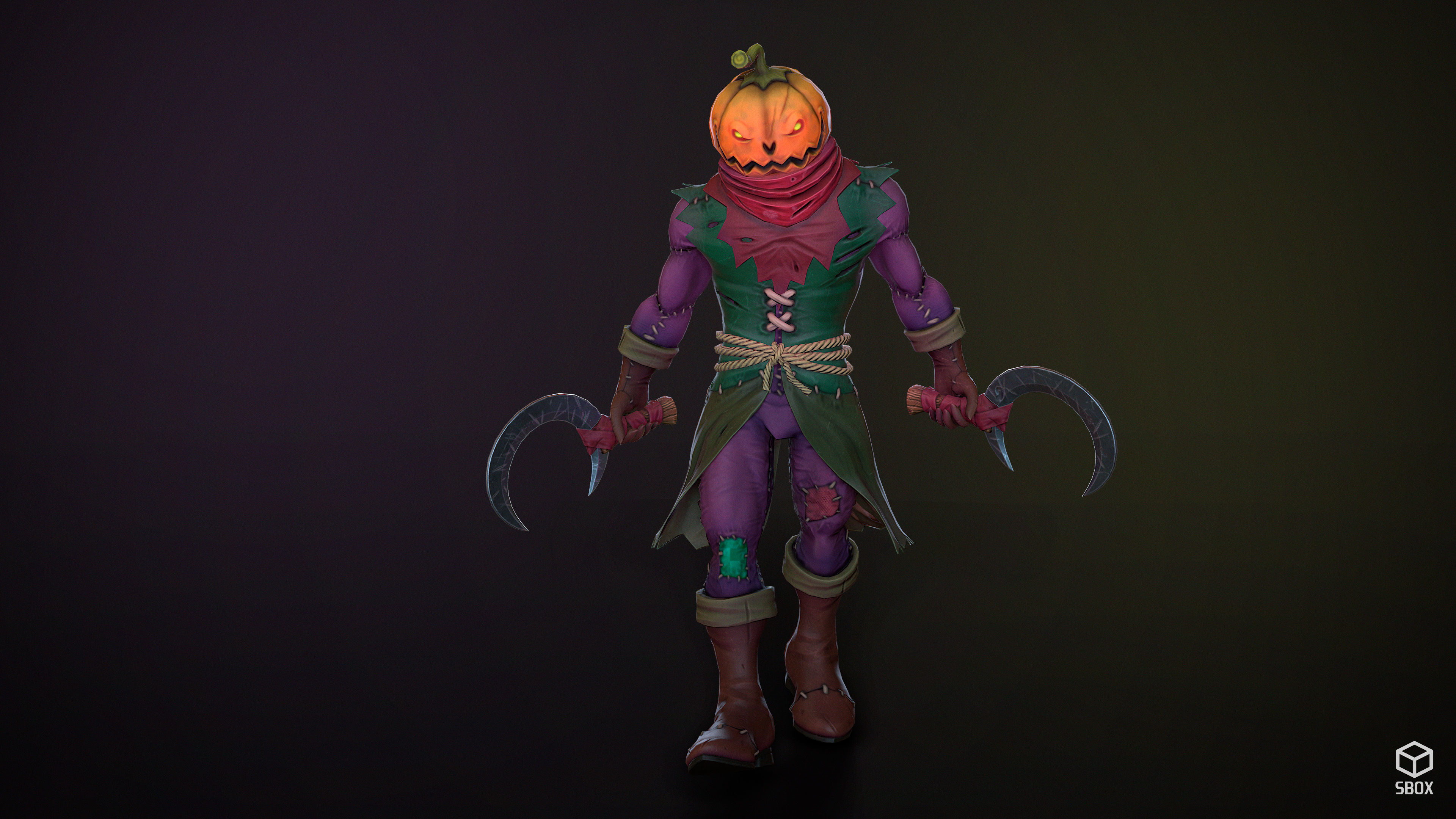 Pumpkin Head 1 Game Ready 3D model Low-poly 3D model_4