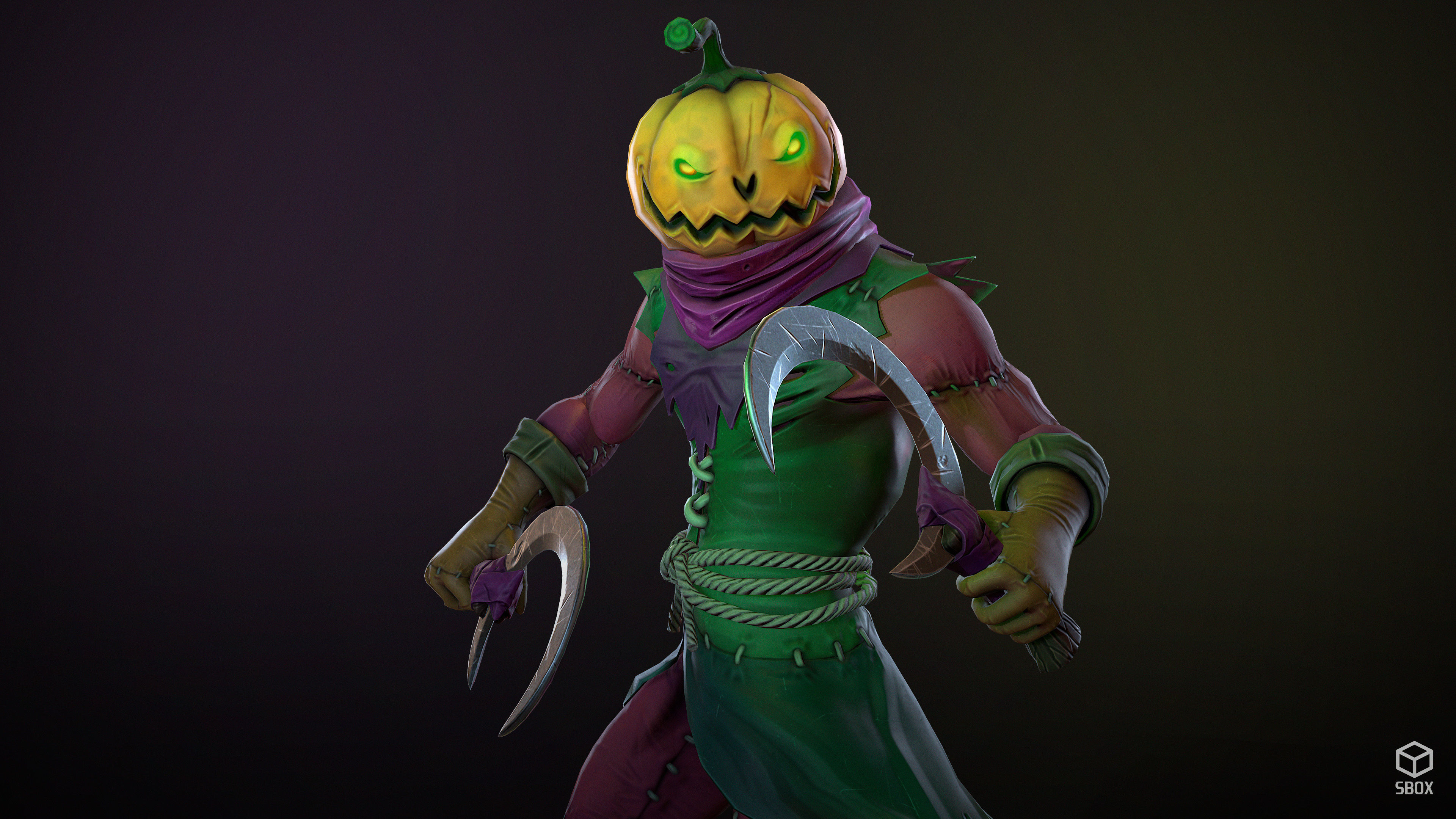 Pumpkin Head 1 Game Ready 3D model Low-poly 3D model_7