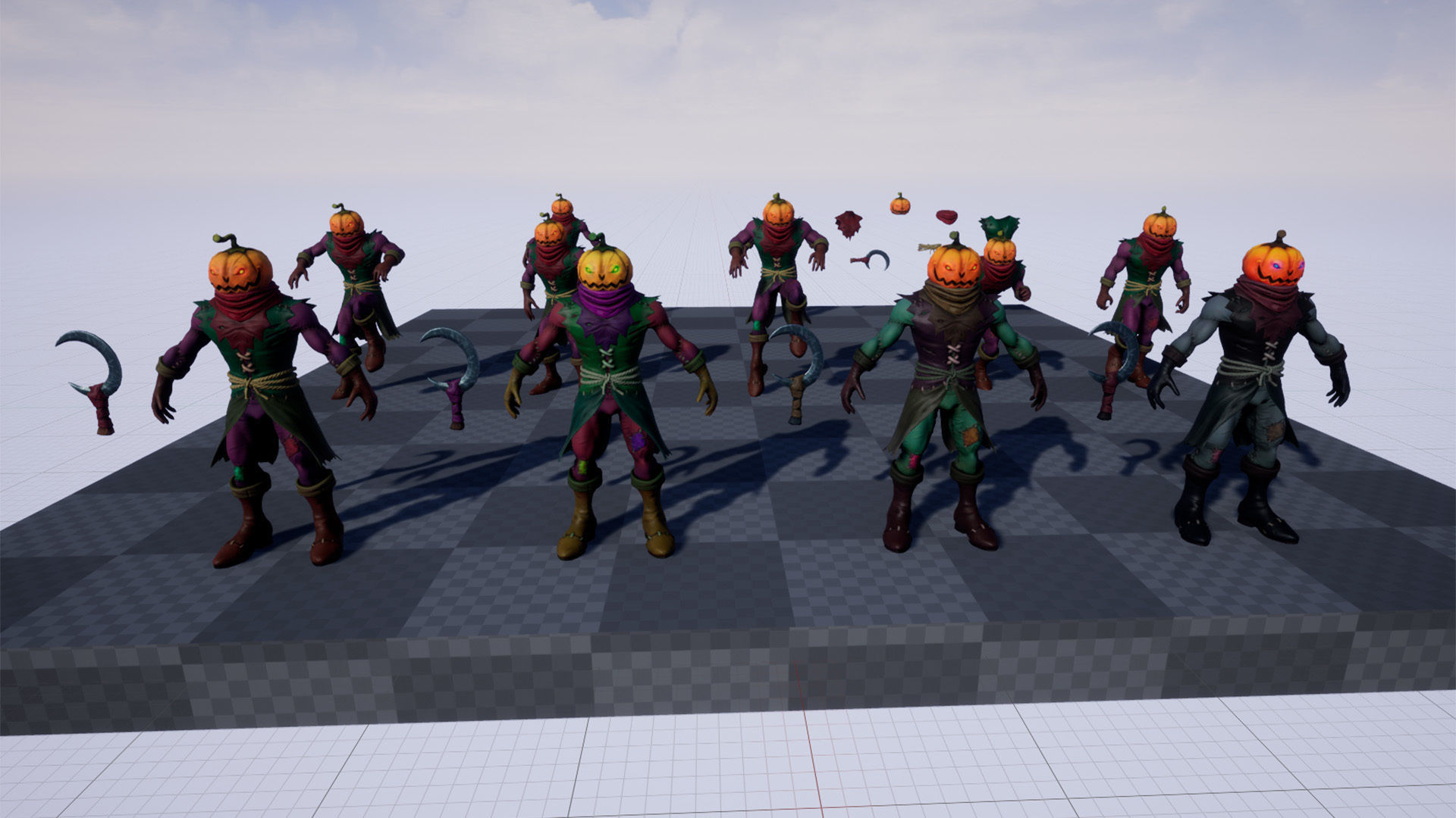 Pumpkin Head 1 Game Ready 3D model Low-poly 3D model_13
