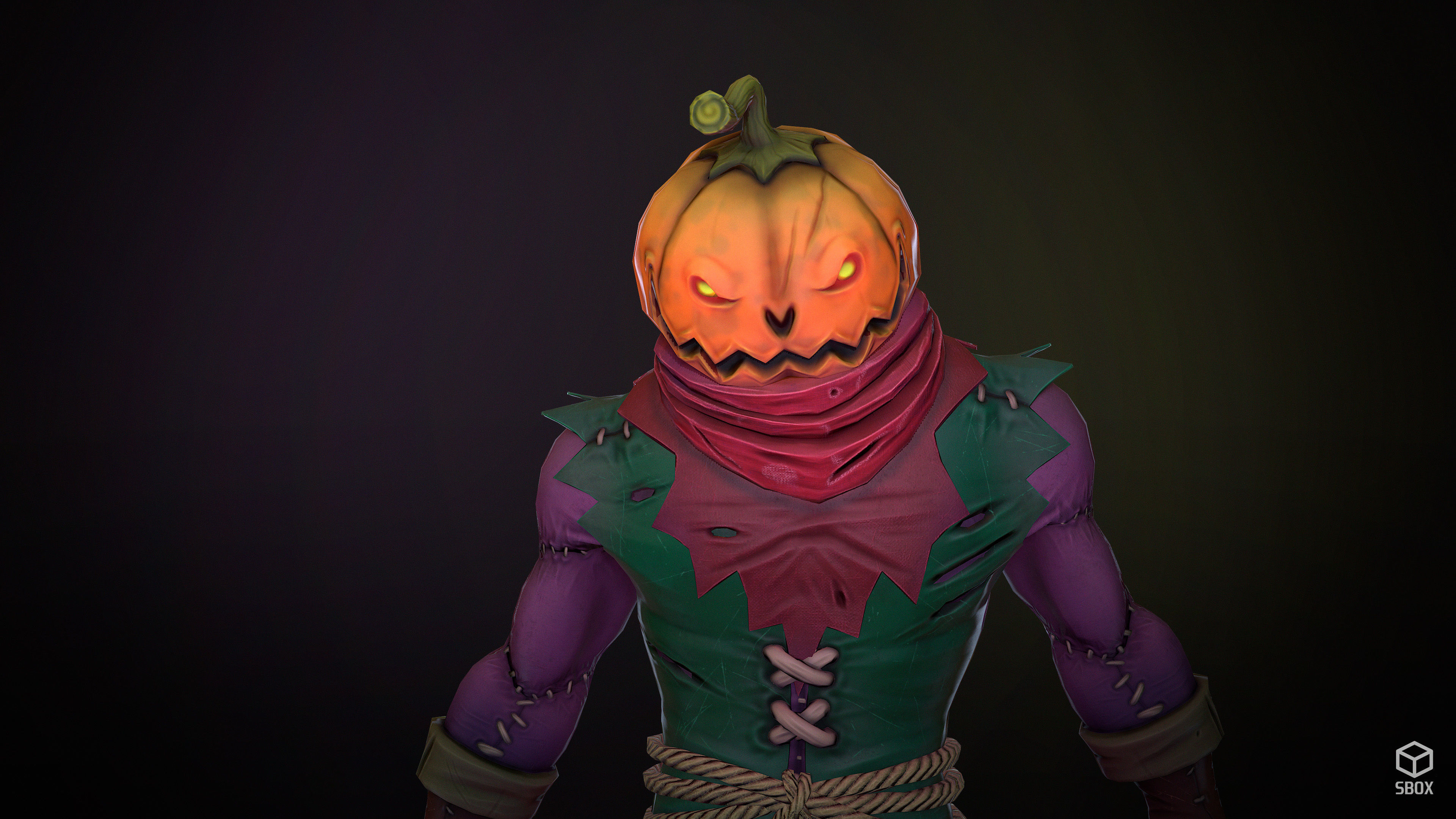 Pumpkin Head 1 Game Ready 3D model Low-poly 3D model_3