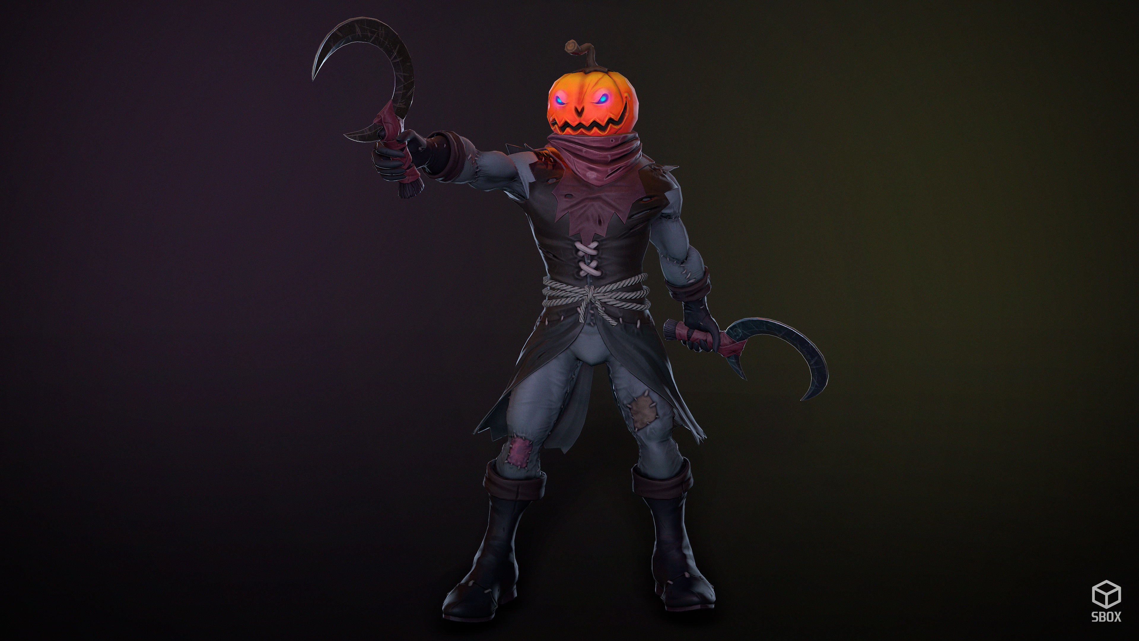 Pumpkin Head 1 Game Ready 3D model Low-poly 3D model_9