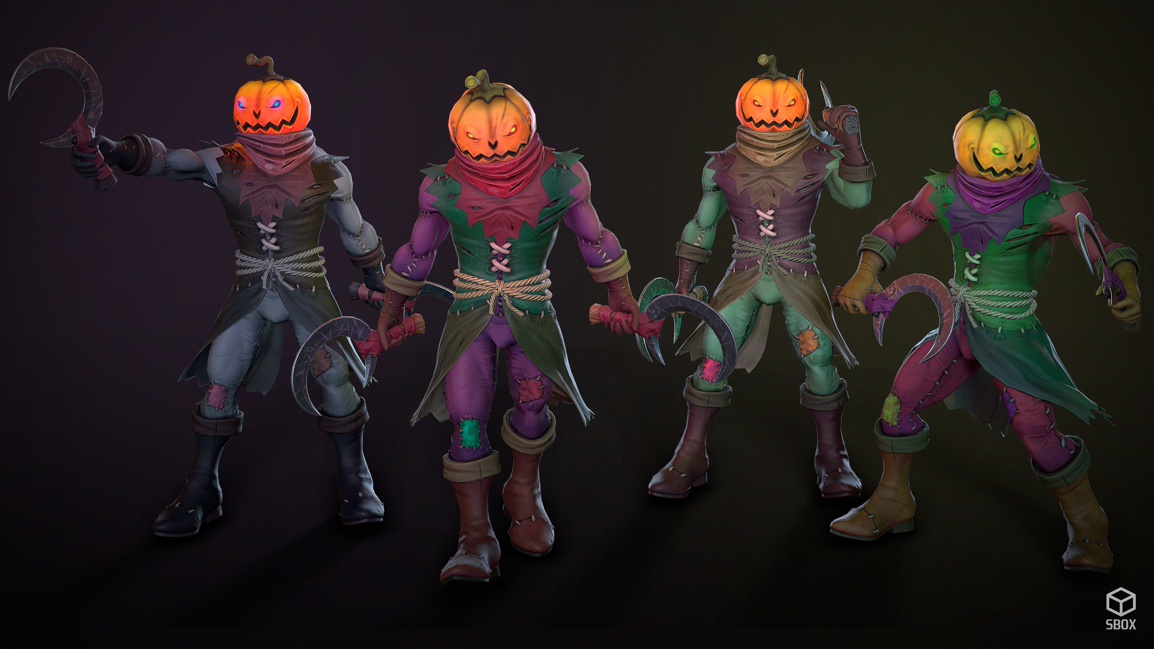 Pumpkin Head 1 Game Ready 3D model Low-poly 3D model_11