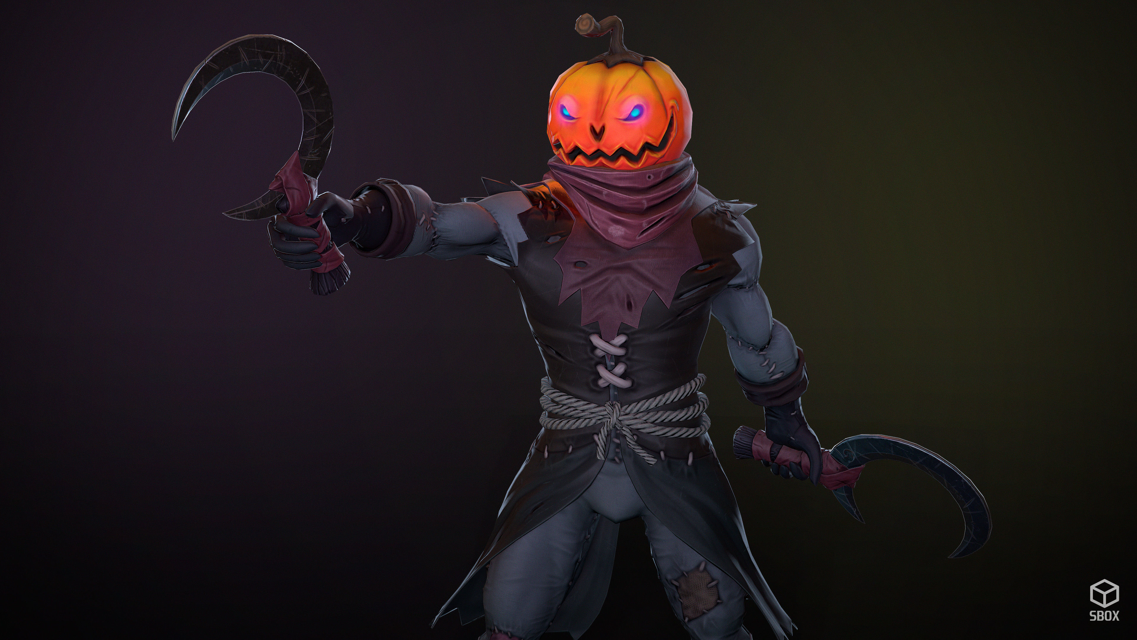 Pumpkin Head 1 Game Ready 3D model Low-poly 3D model_10