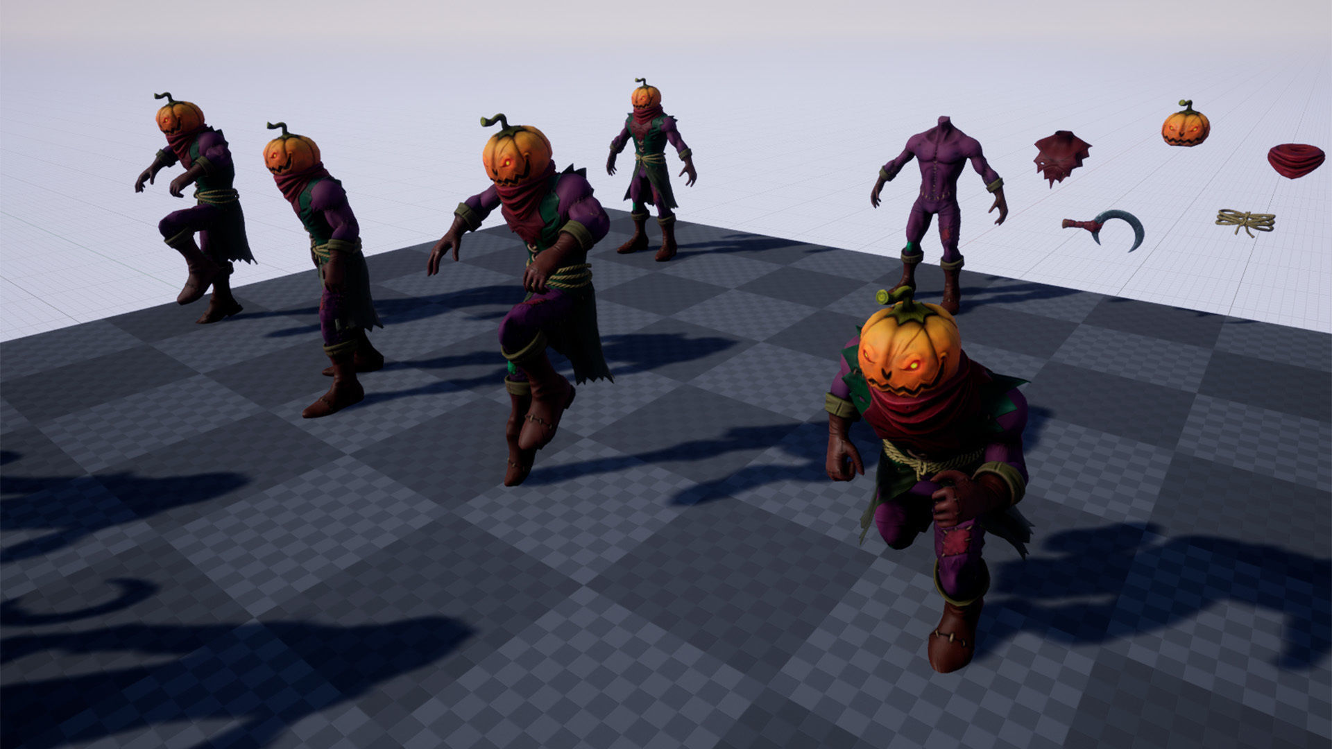 Pumpkin Head 1 Game Ready 3D model Low-poly 3D model_14