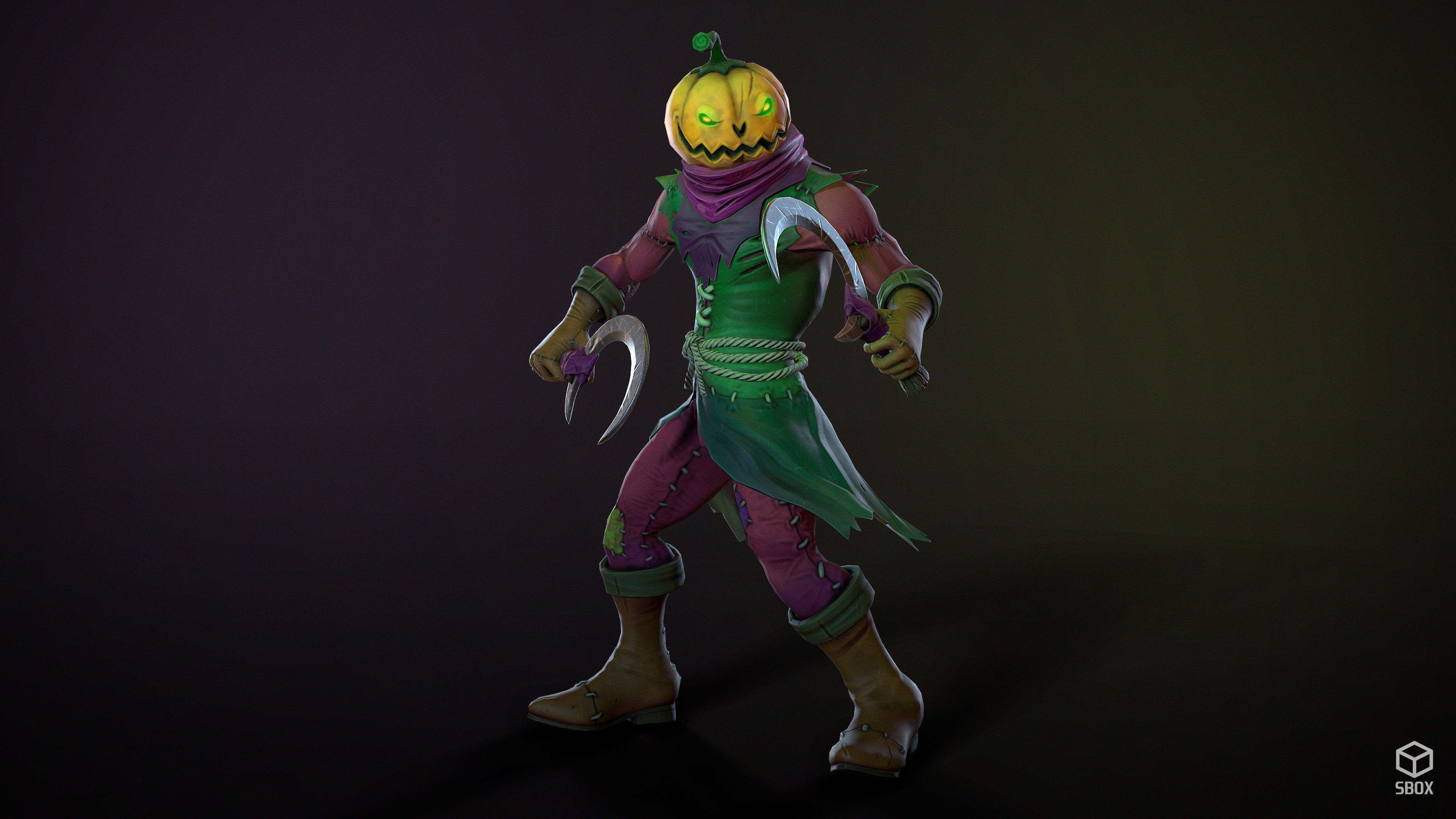 Pumpkin Head 1 Game Ready 3D model Low-poly 3D model_8