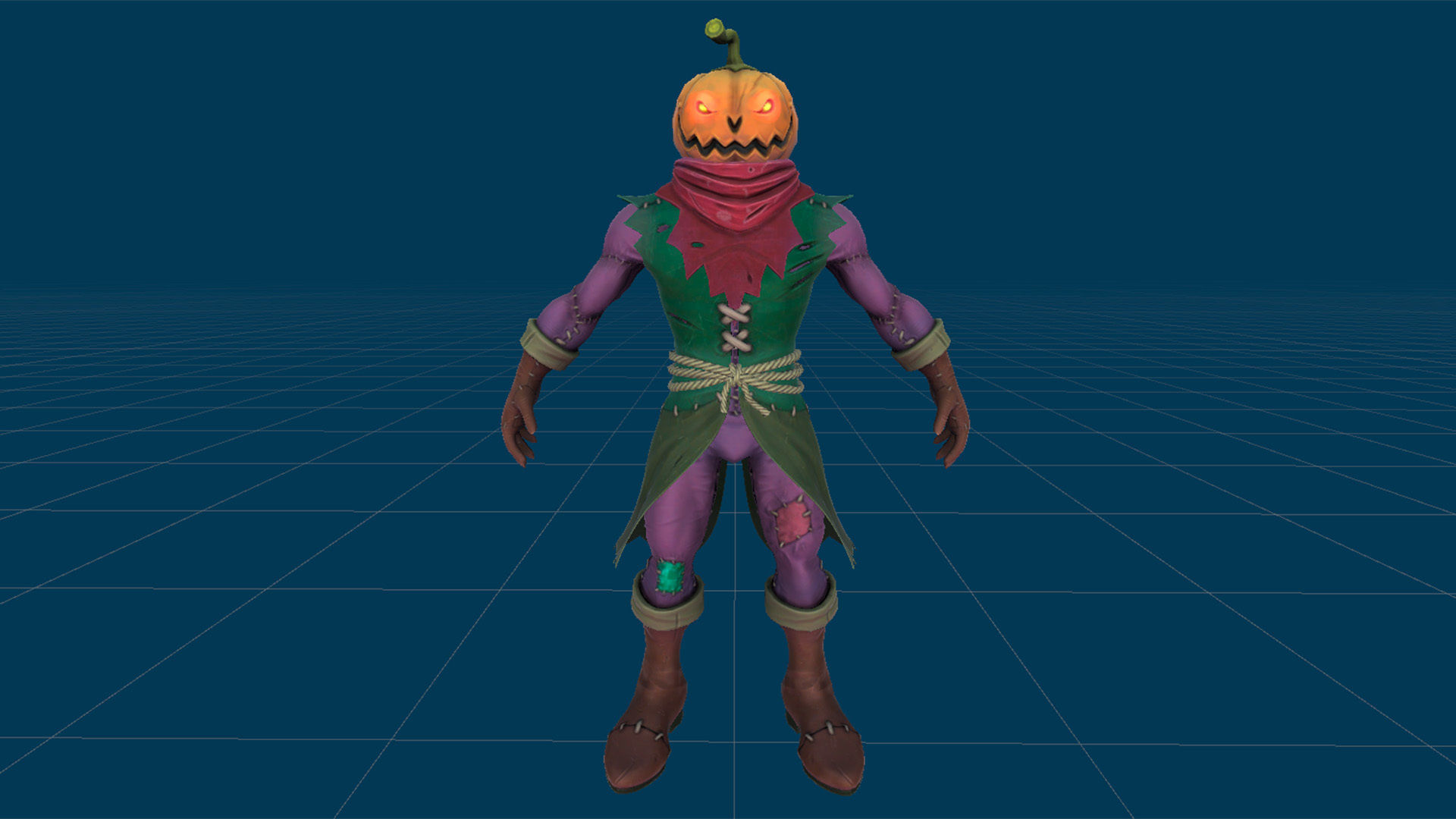 Pumpkin Head 1 Game Ready 3D model Low-poly 3D model_17
