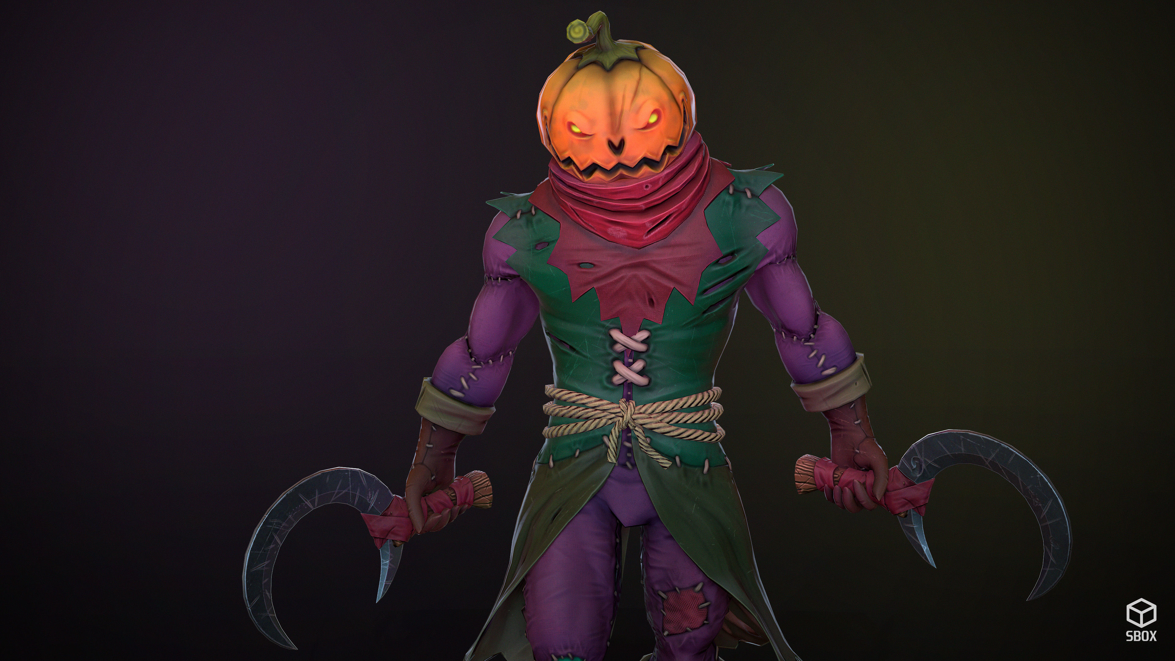 Pumpkin Head 1 Game Ready 3D model Low-poly 3D model_2