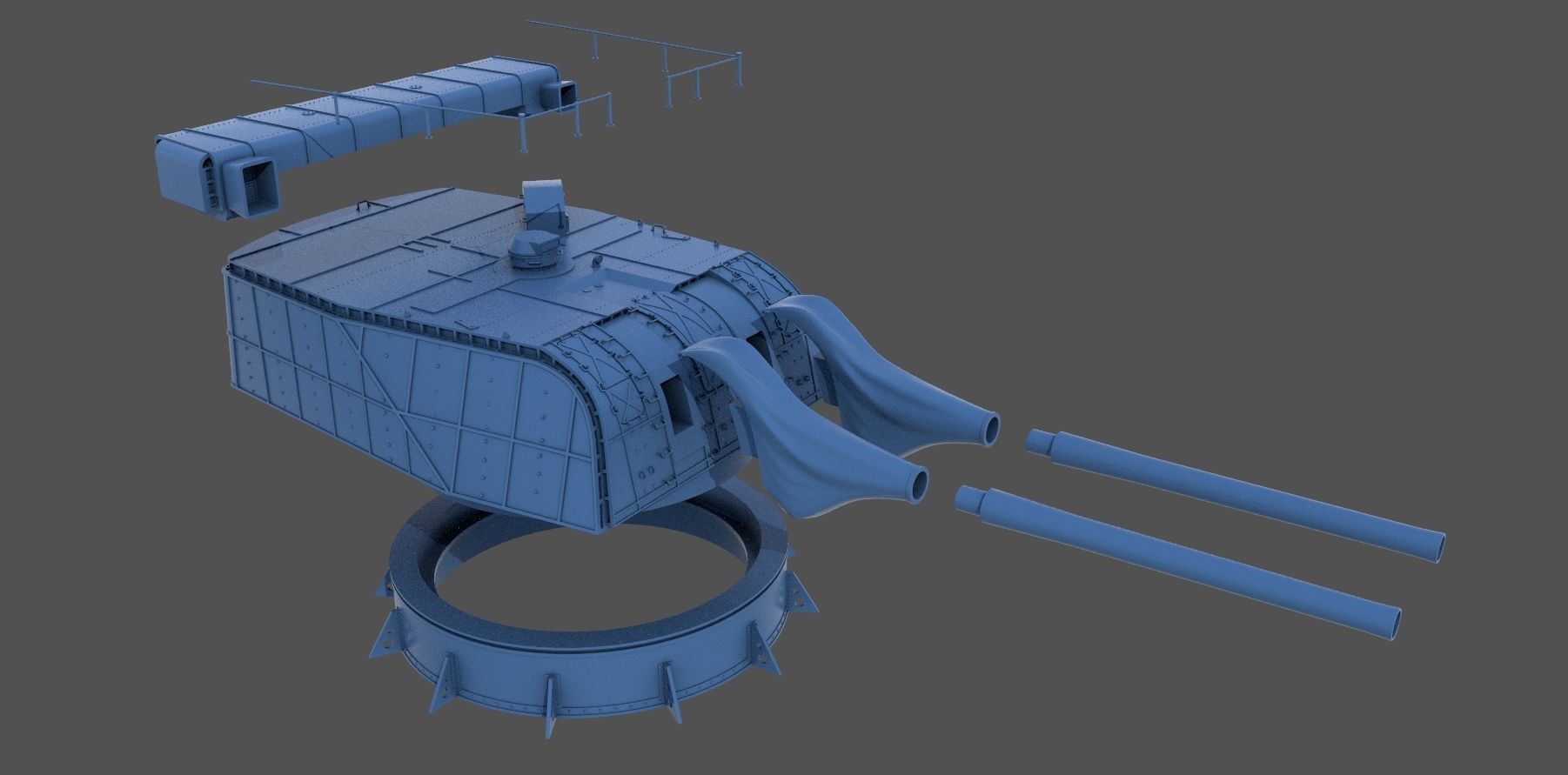 Nendo Shiki 20cm turret E 1932 - Personal license - 1-72 scale 3D print model_12