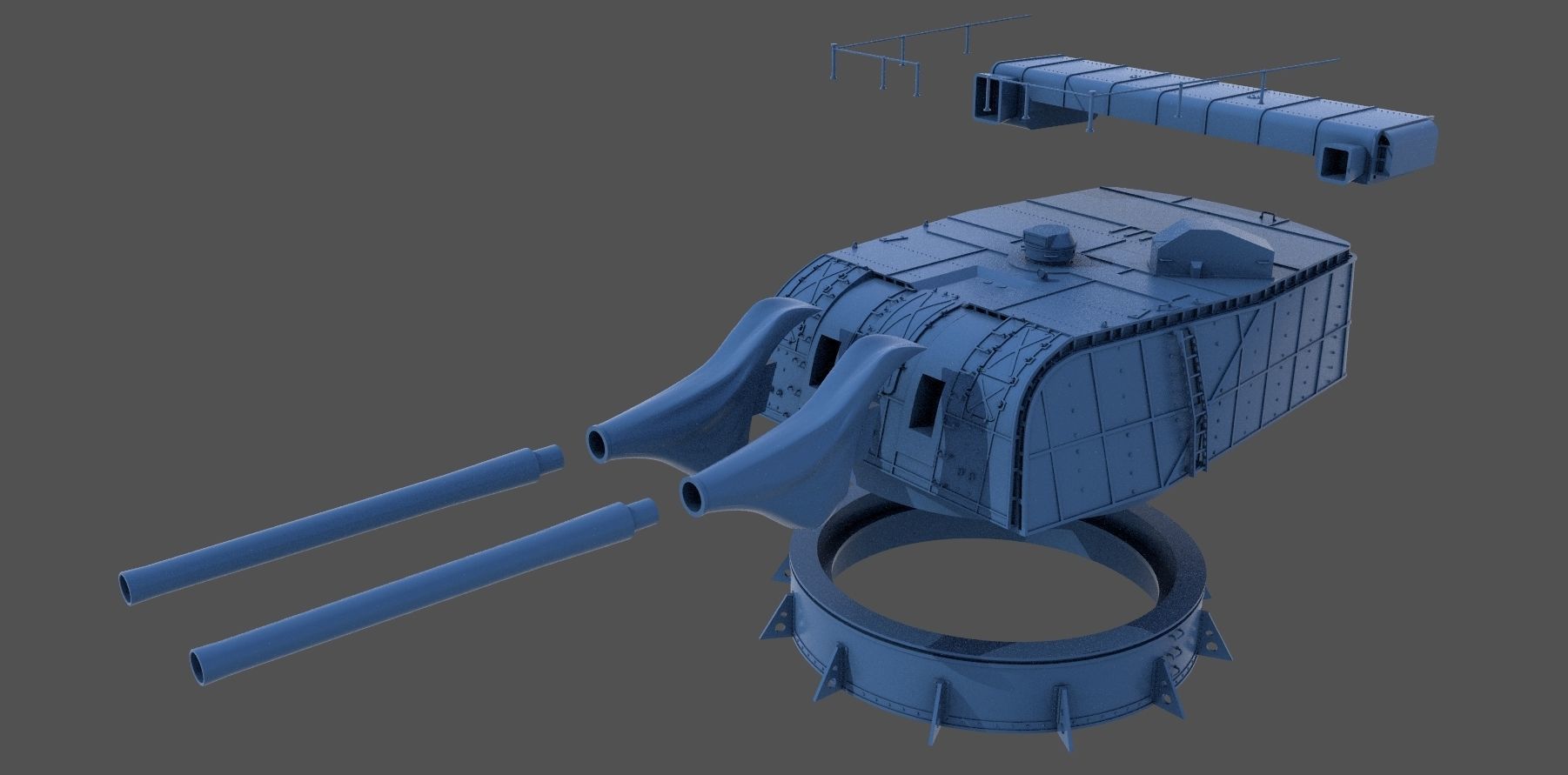 Nendo Shiki 20cm turret E 1932 - Personal license - 1-72 scale 3D print model_14