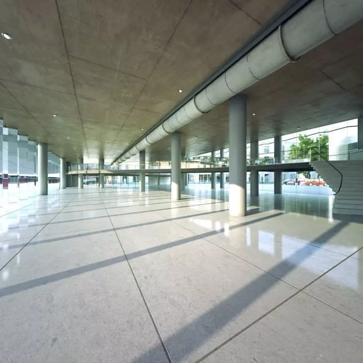 Spacious Empty Hall 3D model_0