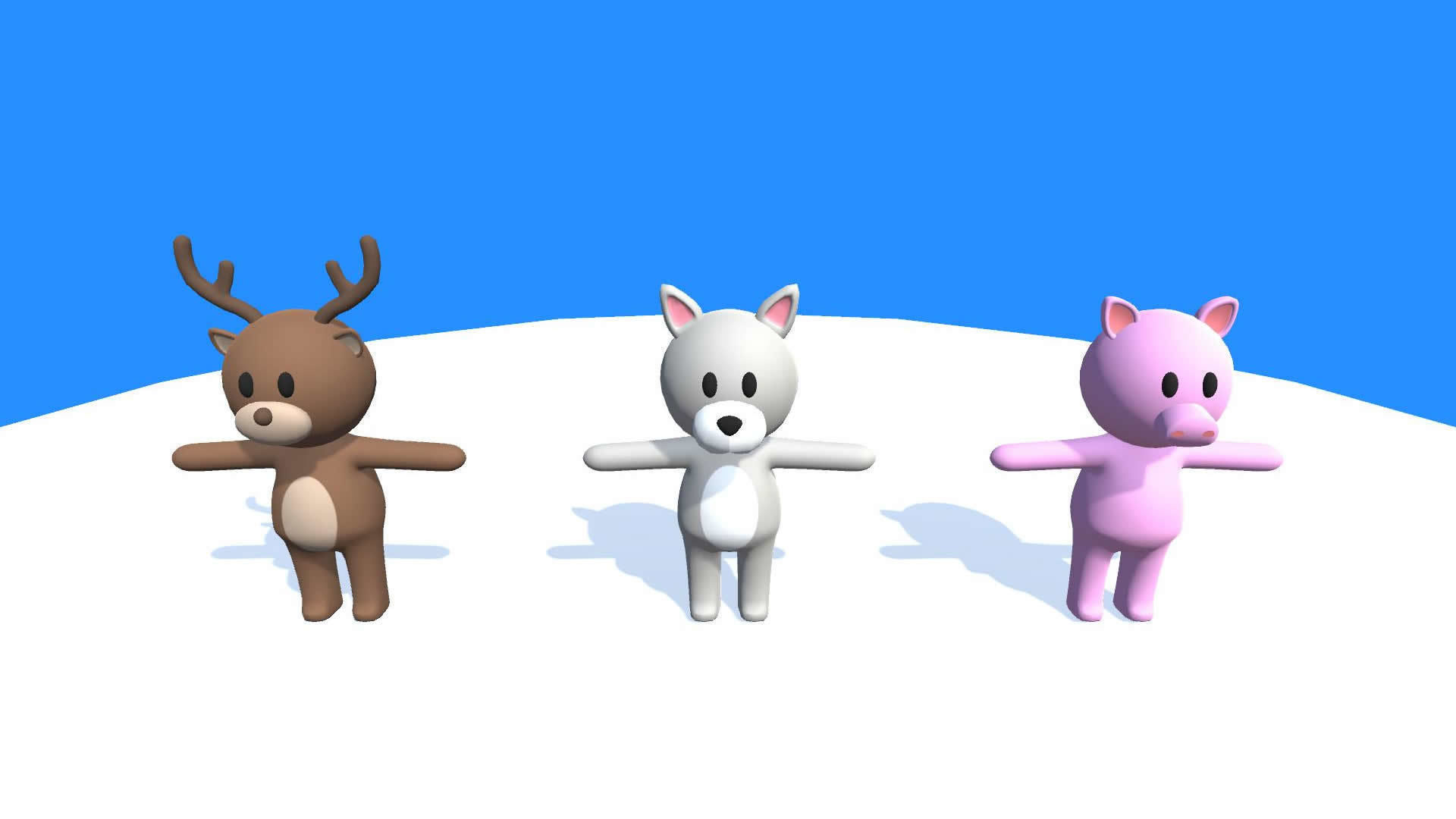 Lowpoly Animal Characters - Cartoon Humanoid Animal Characters Low-poly 3D model_4