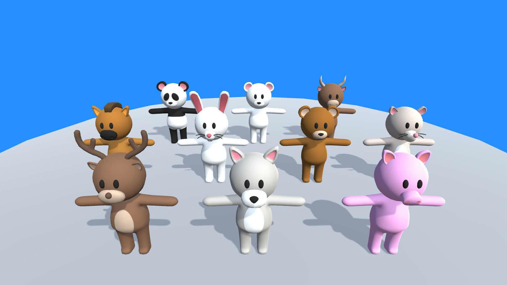 Lowpoly Animal Characters - Cartoon Humanoid Animal Characters Low-poly 3D model_3