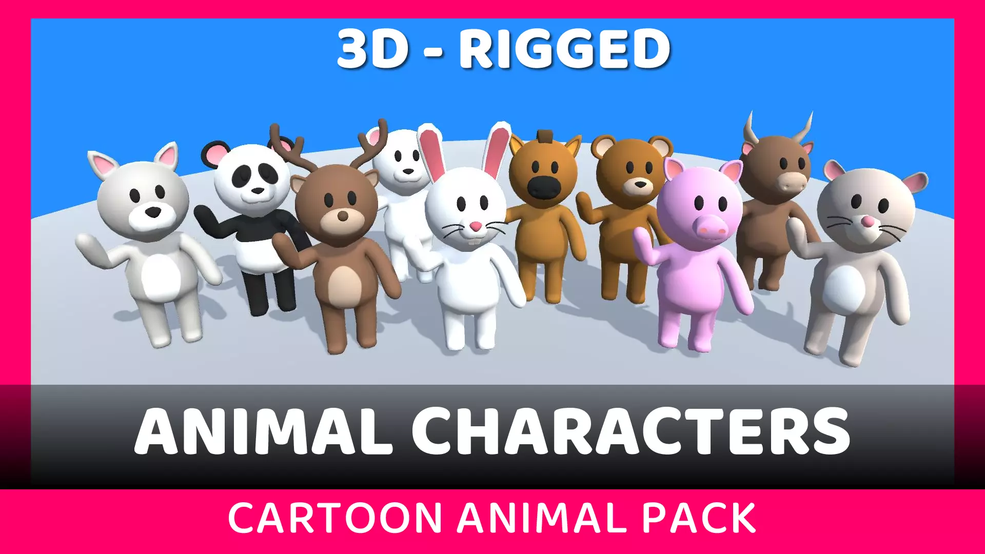 Lowpoly Animal Characters - Cartoon Humanoid Animal Characters Low-poly 3D model_0