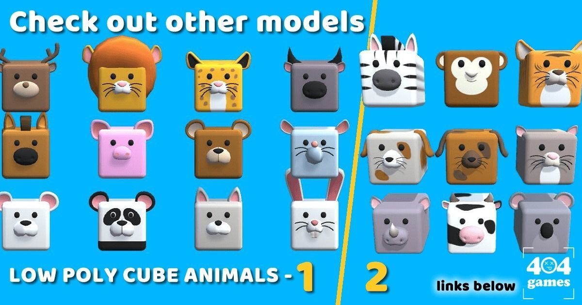 Lowpoly Animal Characters - Cartoon Humanoid Animal Characters Low-poly 3D model_11