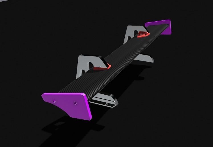 RC CAR DRIFT 1-10 GT REAR WING SPOILER 3D print model_1
