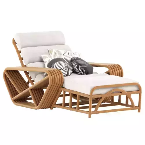 Restored Square Pretzel Rattan Lounge Chair 3D model