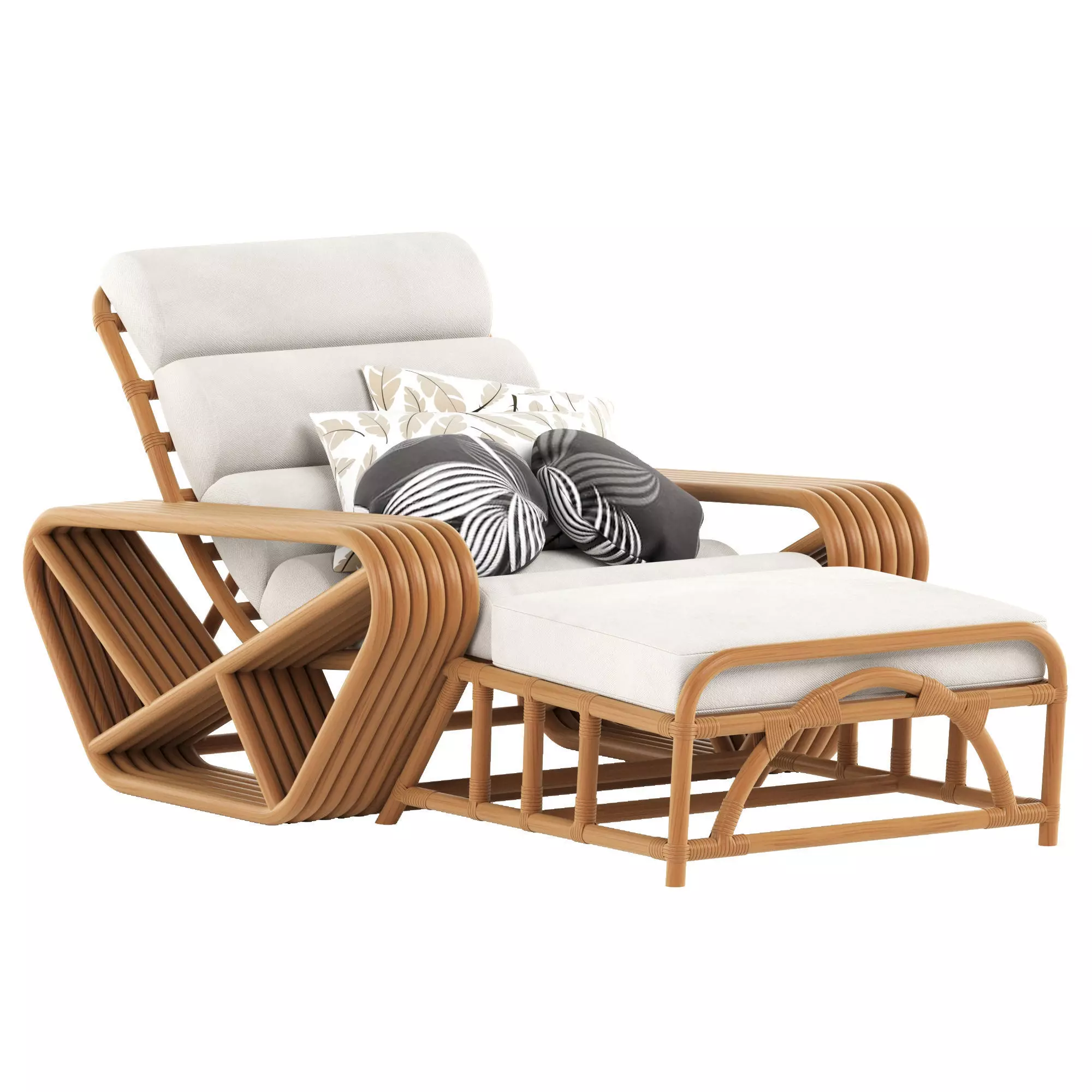 Restored Square Pretzel Rattan Lounge Chair 3D model