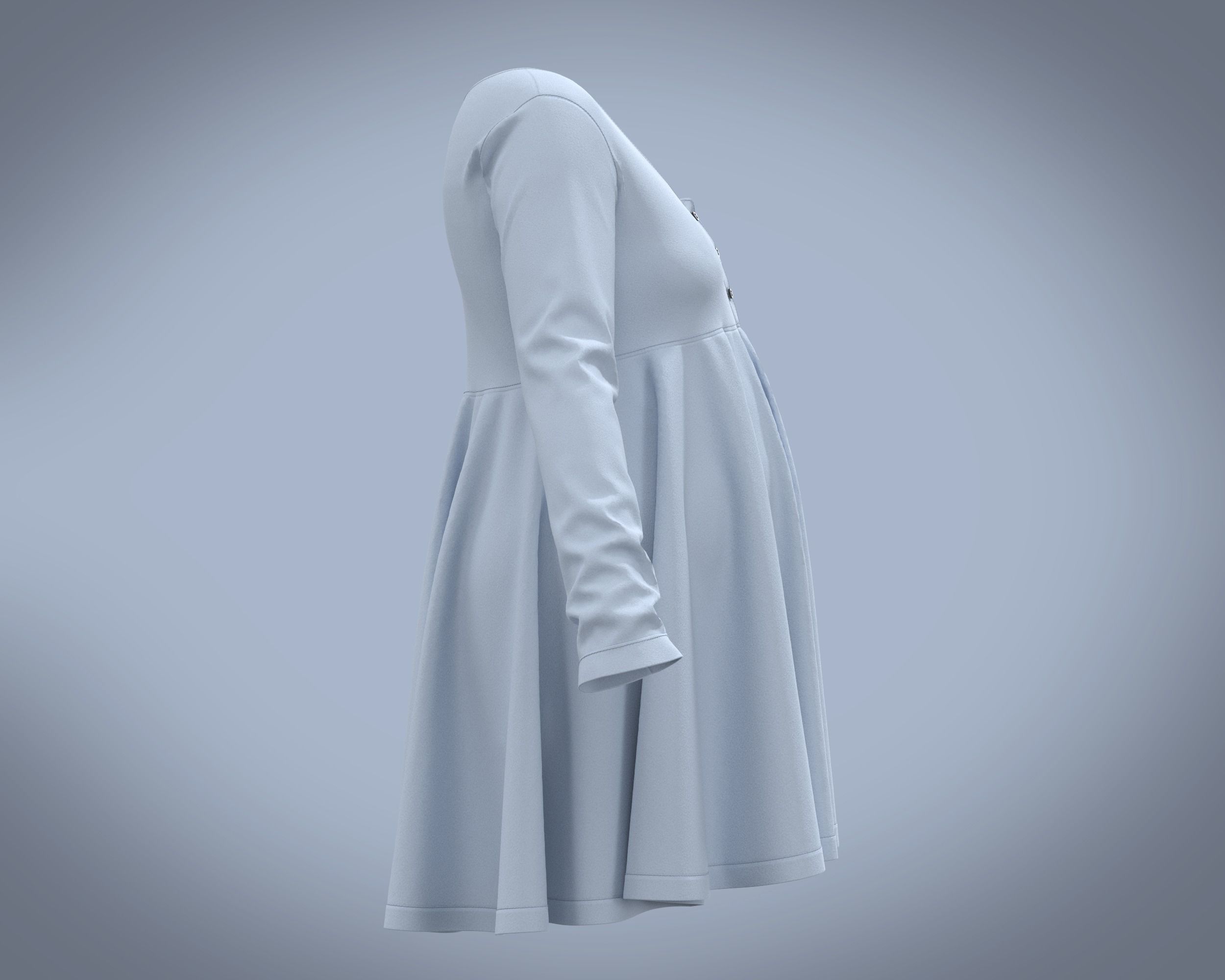 Maternity long sleeve button through Knit tee in light Blue 3D model_9