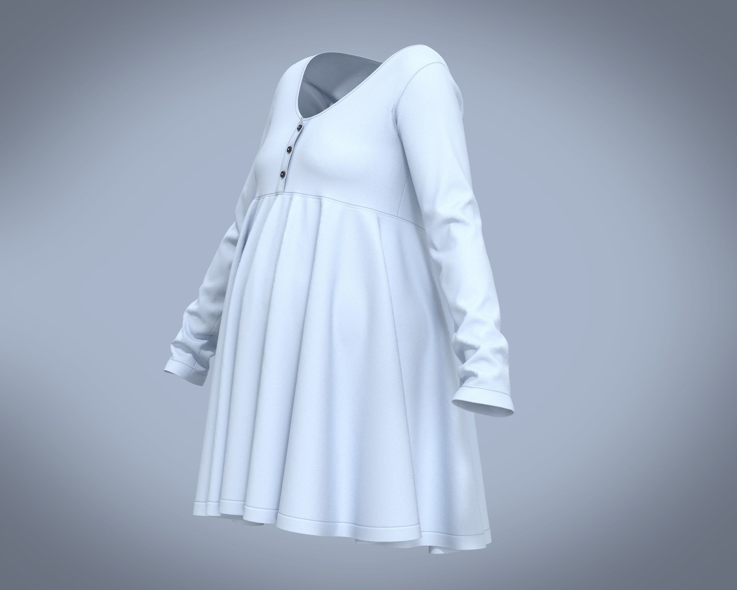 Maternity long sleeve button through Knit tee in light Blue 3D model_10