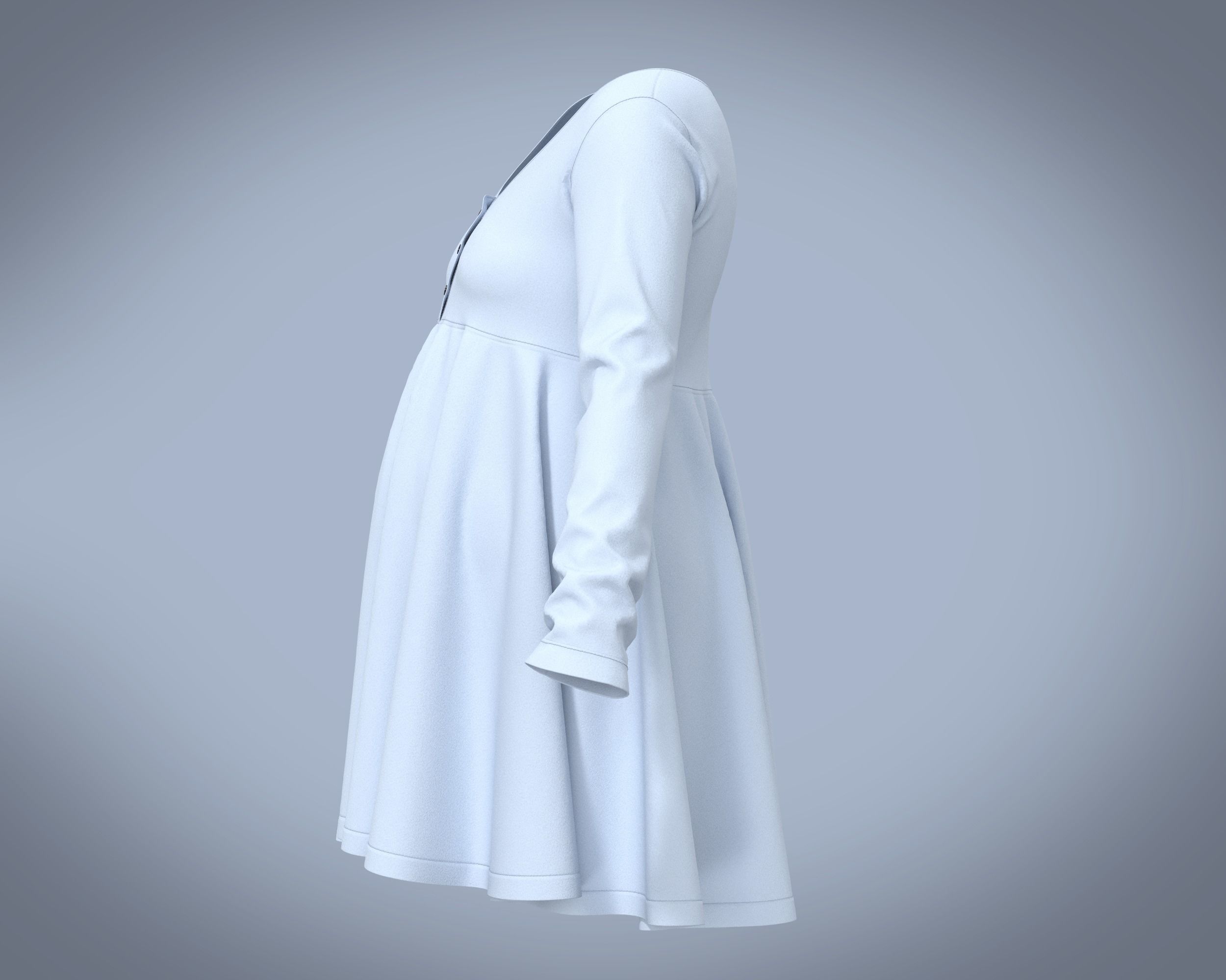 Maternity long sleeve button through Knit tee in light Blue 3D model_11