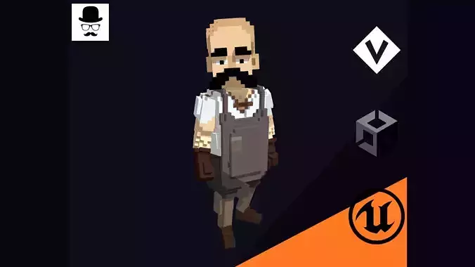 Blacksmith Character - 3D Voxel Low Poly Model