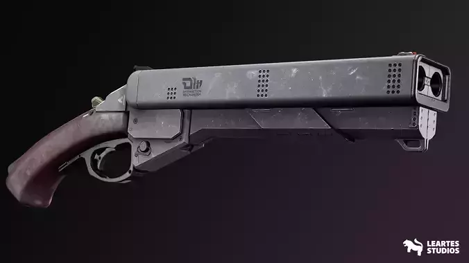 Cyberpunk Shotguns Low-poly 3D model