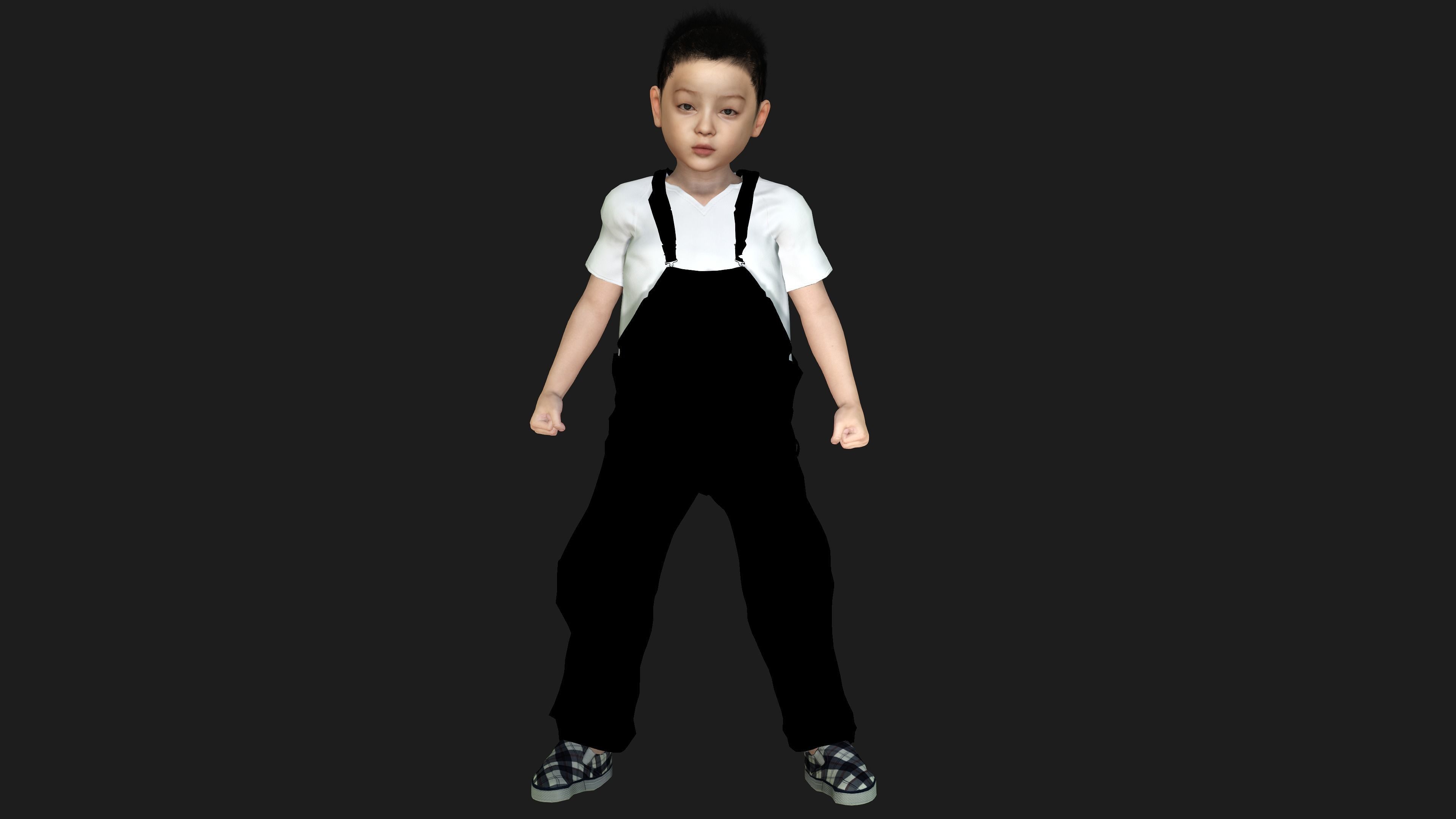 AAA 3D REALISTIC ASIAN LITTLE BOY - HUMAN RIGGED CHARACTER Low-poly 3D model_1