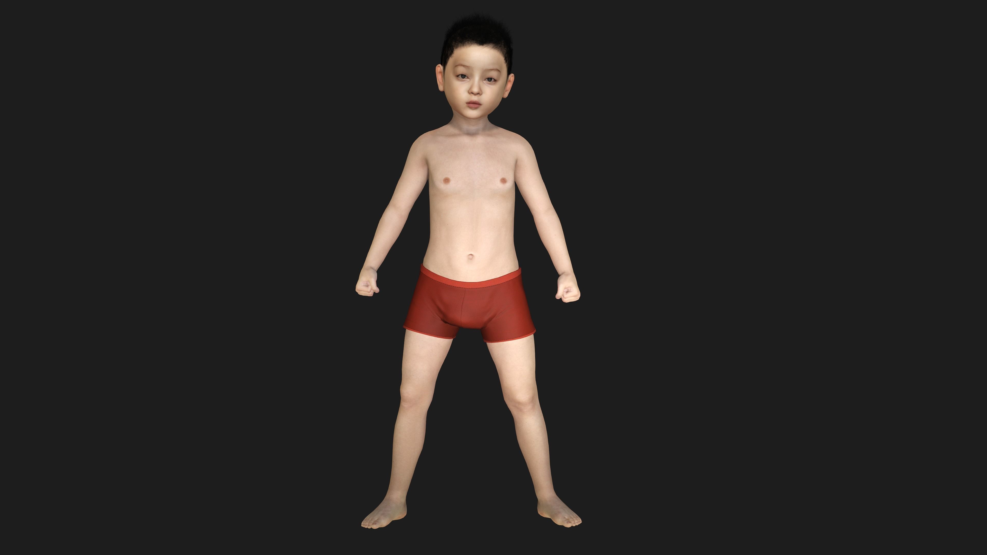 AAA 3D REALISTIC ASIAN LITTLE BOY - HUMAN RIGGED CHARACTER Low-poly 3D model_6