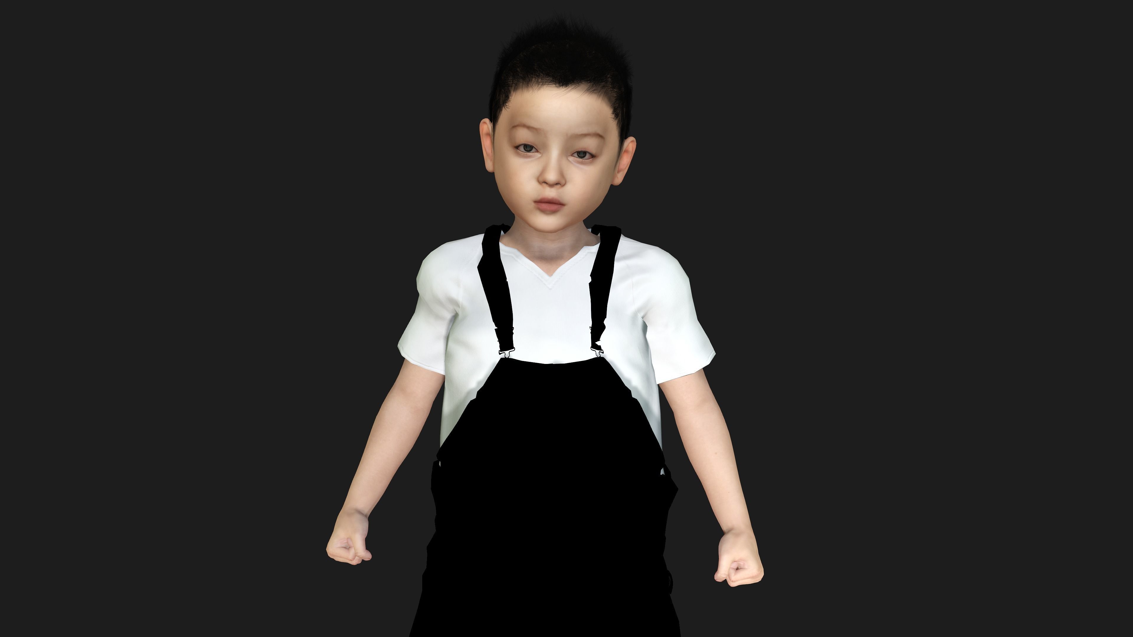 AAA 3D REALISTIC ASIAN LITTLE BOY - HUMAN RIGGED CHARACTER Low-poly 3D model_2