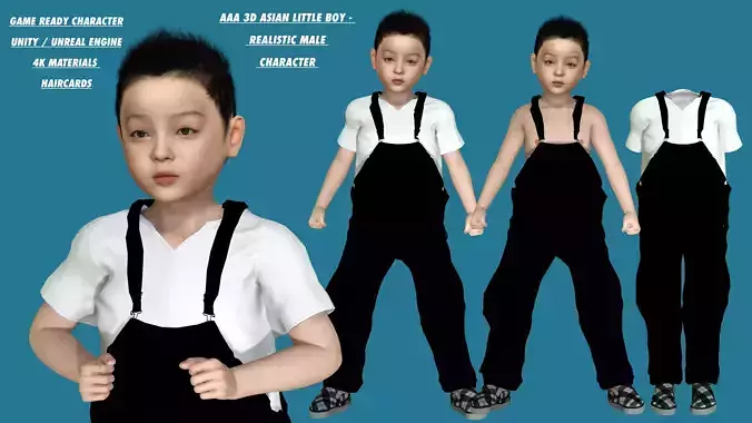 AAA 3D REALISTIC ASIAN LITTLE BOY - HUMAN RIGGED CHARACTER Low-poly 3D model AAA 3D REALISTIC ASIAN LITTLE BOY - HUMAN RIGGED CHARACTER Low-poly 3D model
