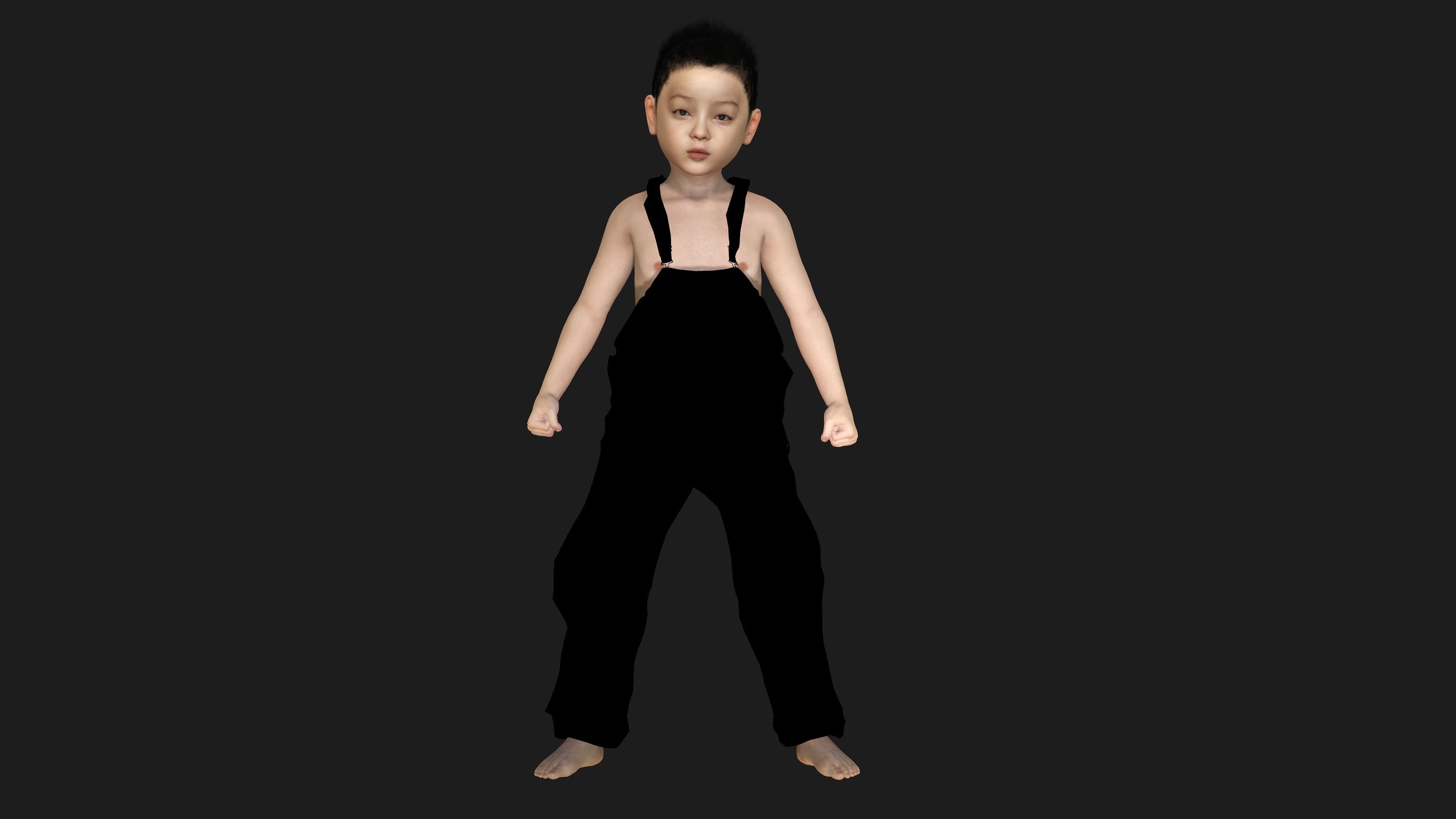 AAA 3D REALISTIC ASIAN LITTLE BOY - HUMAN RIGGED CHARACTER Low-poly 3D model_5
