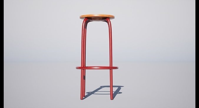 School Stool Low-poly 3D model