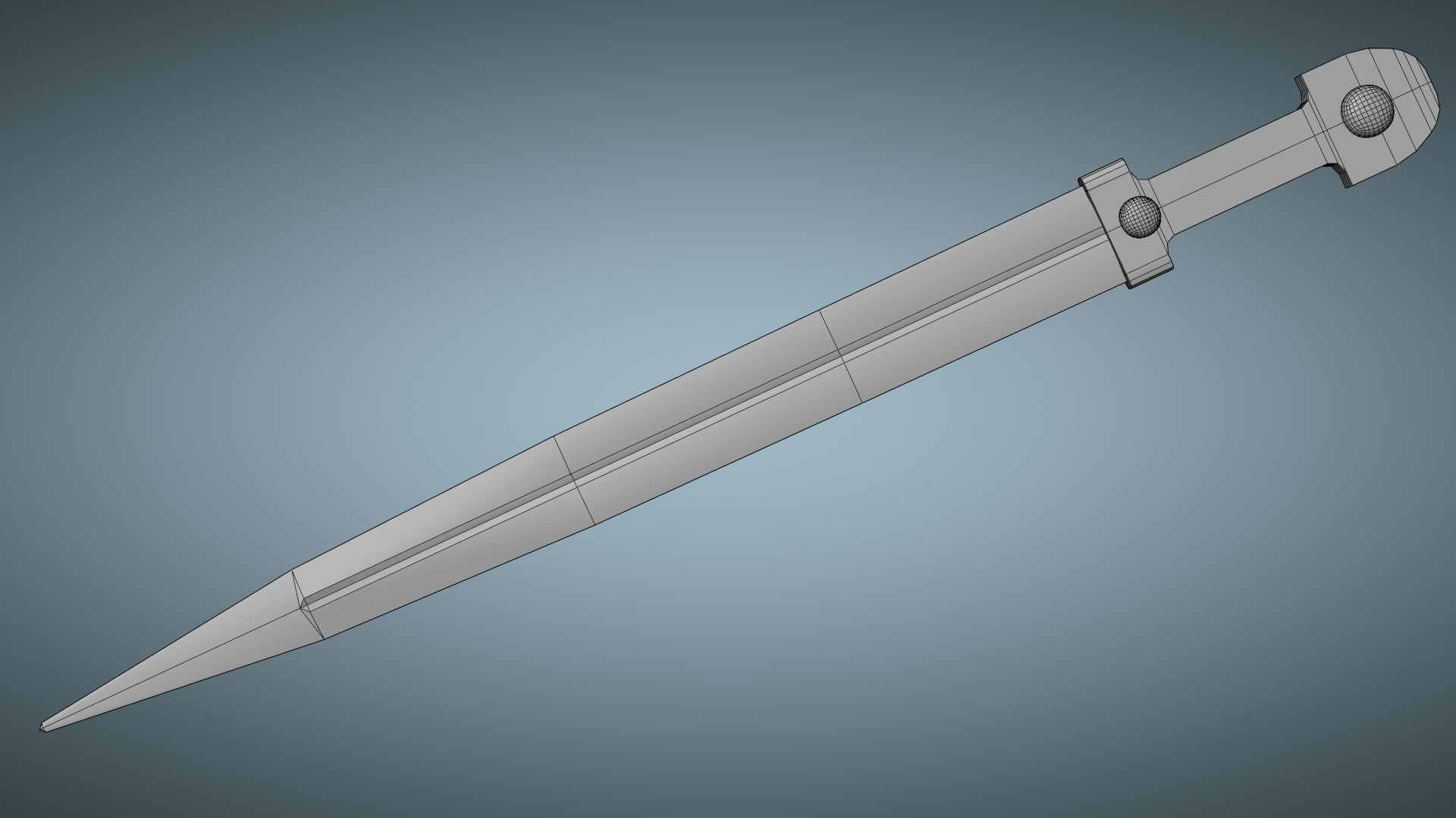 Unique Caucasian dagger Qama or Cossack dagger Low-poly 3D model_10