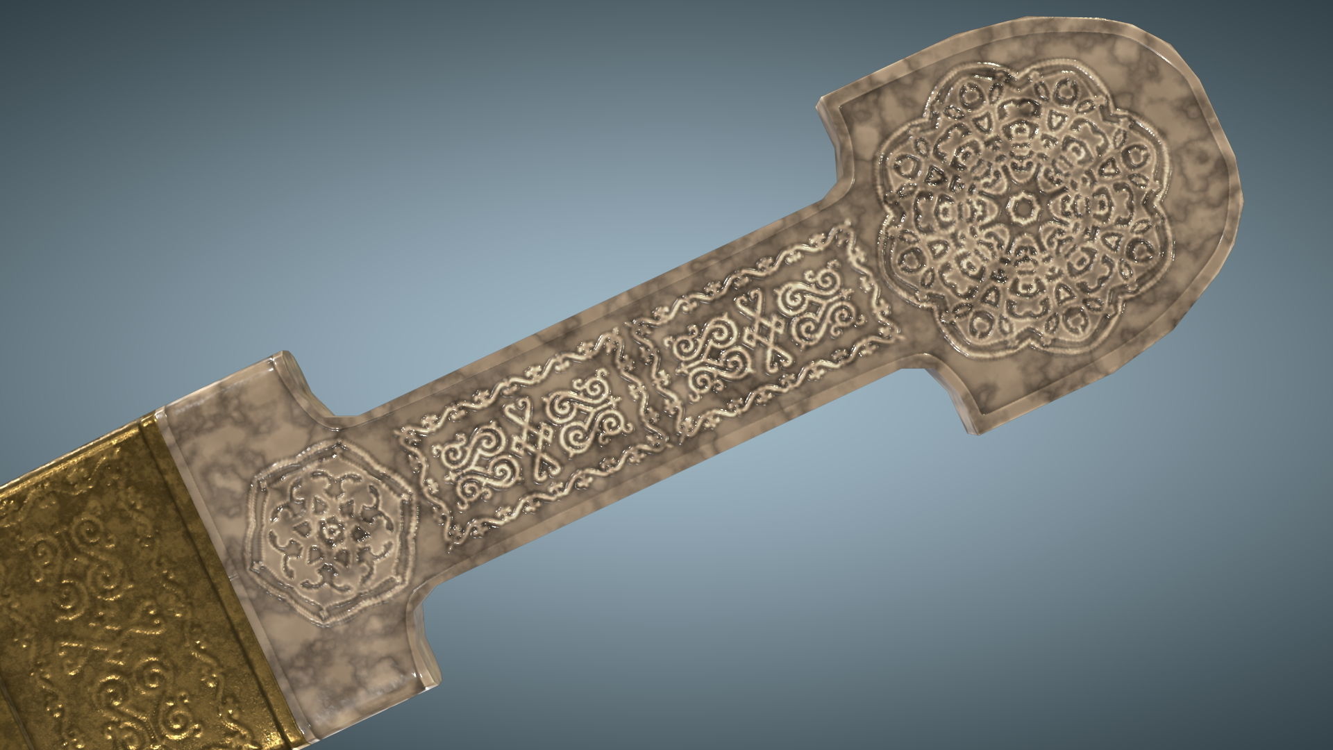 Unique Caucasian dagger Qama or Cossack dagger Low-poly 3D model_3