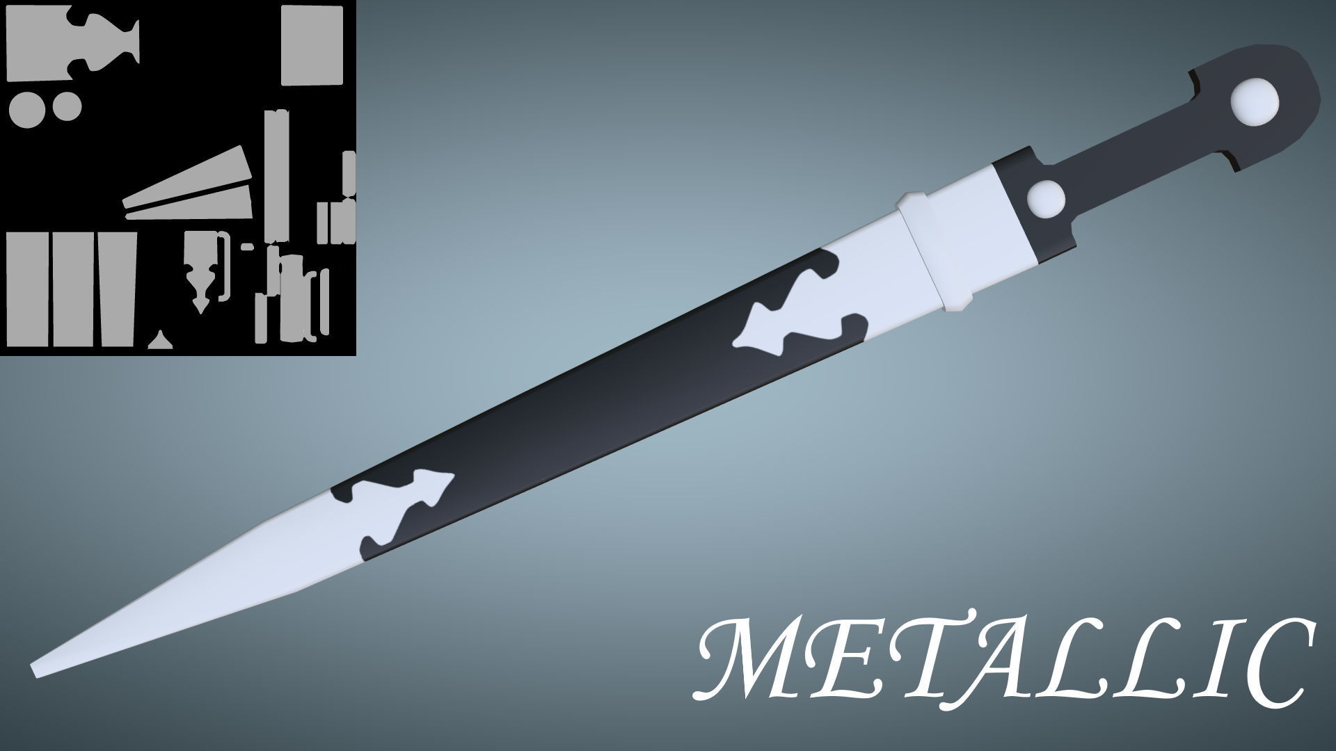 Unique Caucasian dagger Qama or Cossack dagger Low-poly 3D model_12