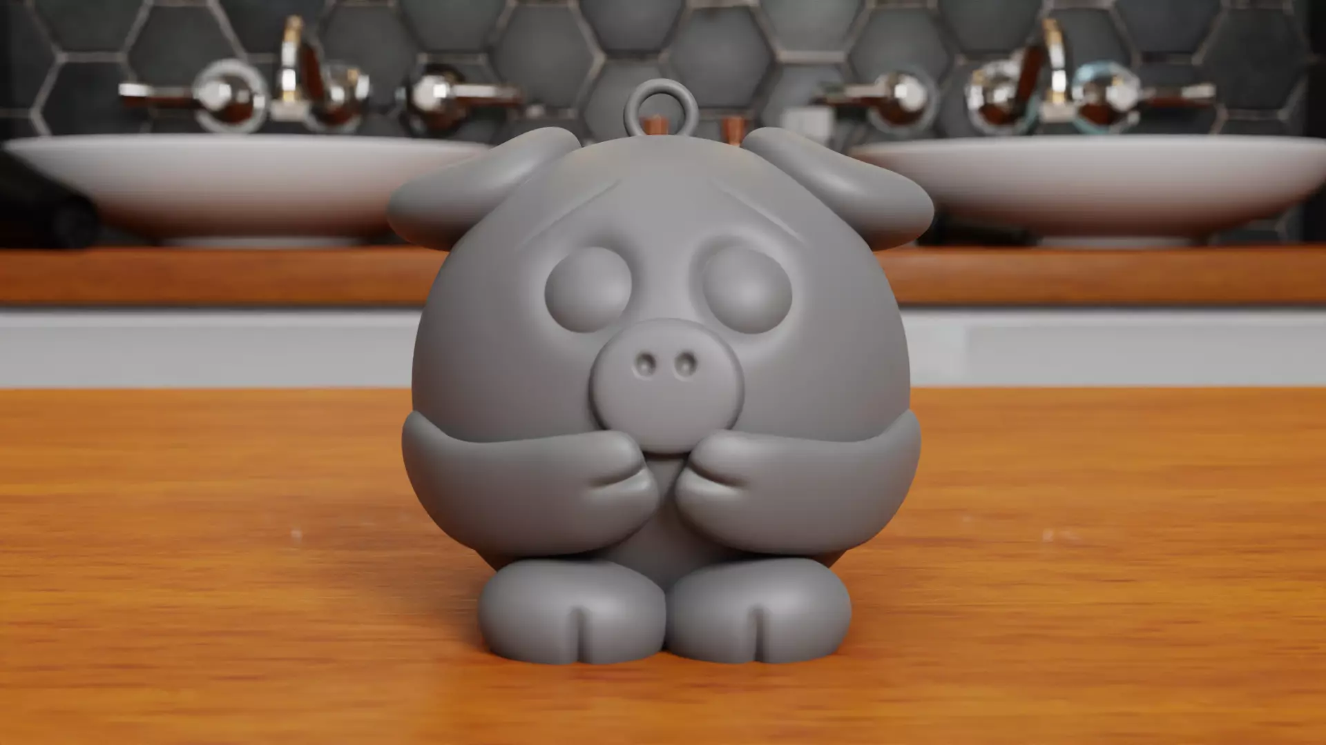 Piggy keychain 3D print model_0