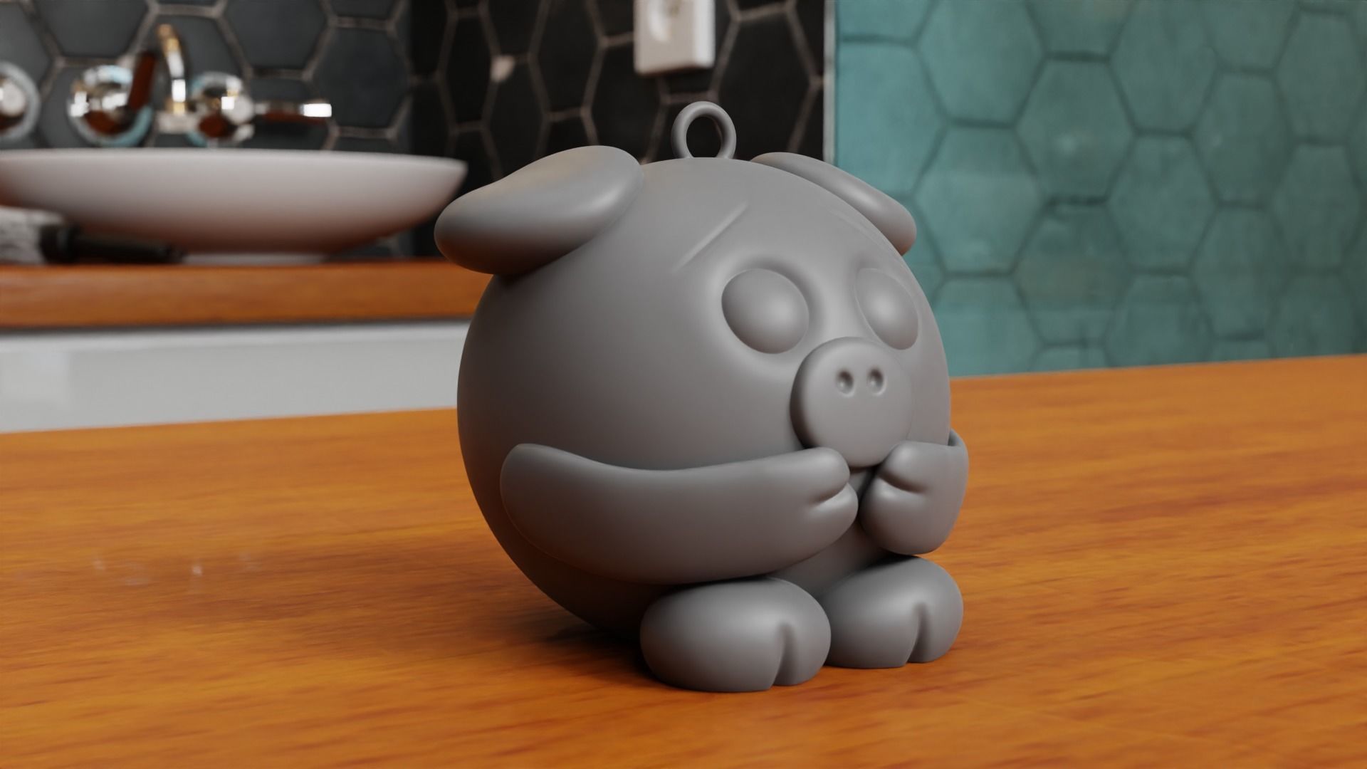 Piggy keychain 3D print model_3