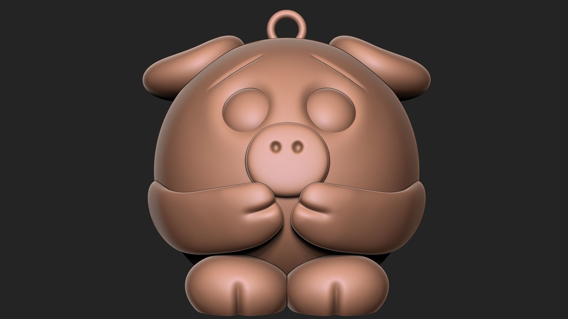 Piggy keychain 3D print model_1